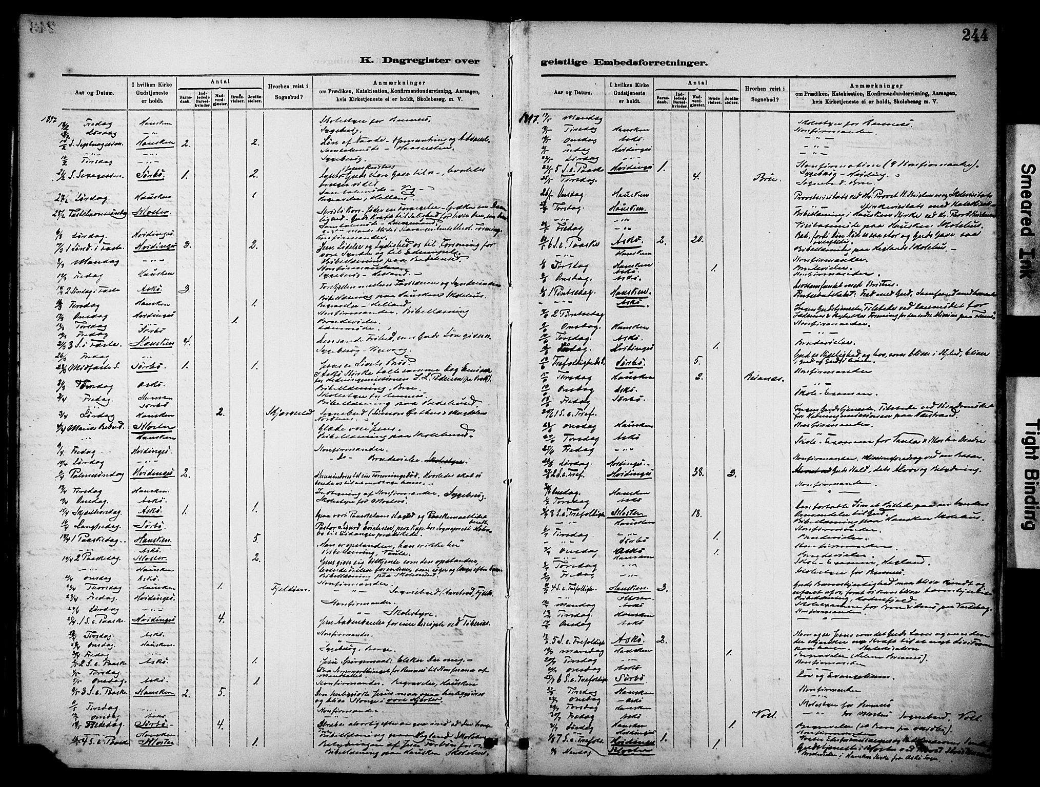 Rennesøy sokneprestkontor, AV/SAST-A -101827/H/Ha/Haa/L0012: Ministerialbok nr. A 13, 1885-1917, s. 244