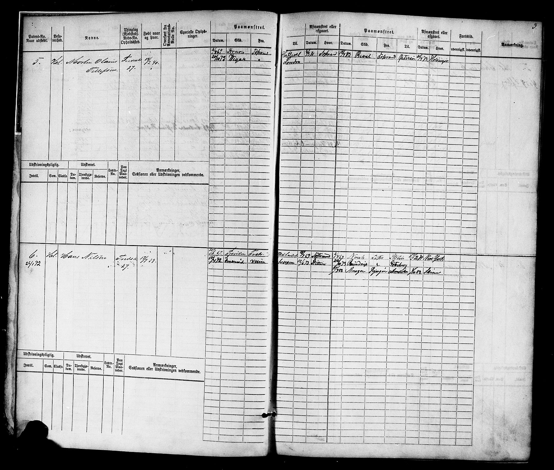 Tvedestrand mønstringskrets, SAK/2031-0011/F/Fb/L0015: Hovedrulle nr 1-766, U-31, 1869-1900, s. 4