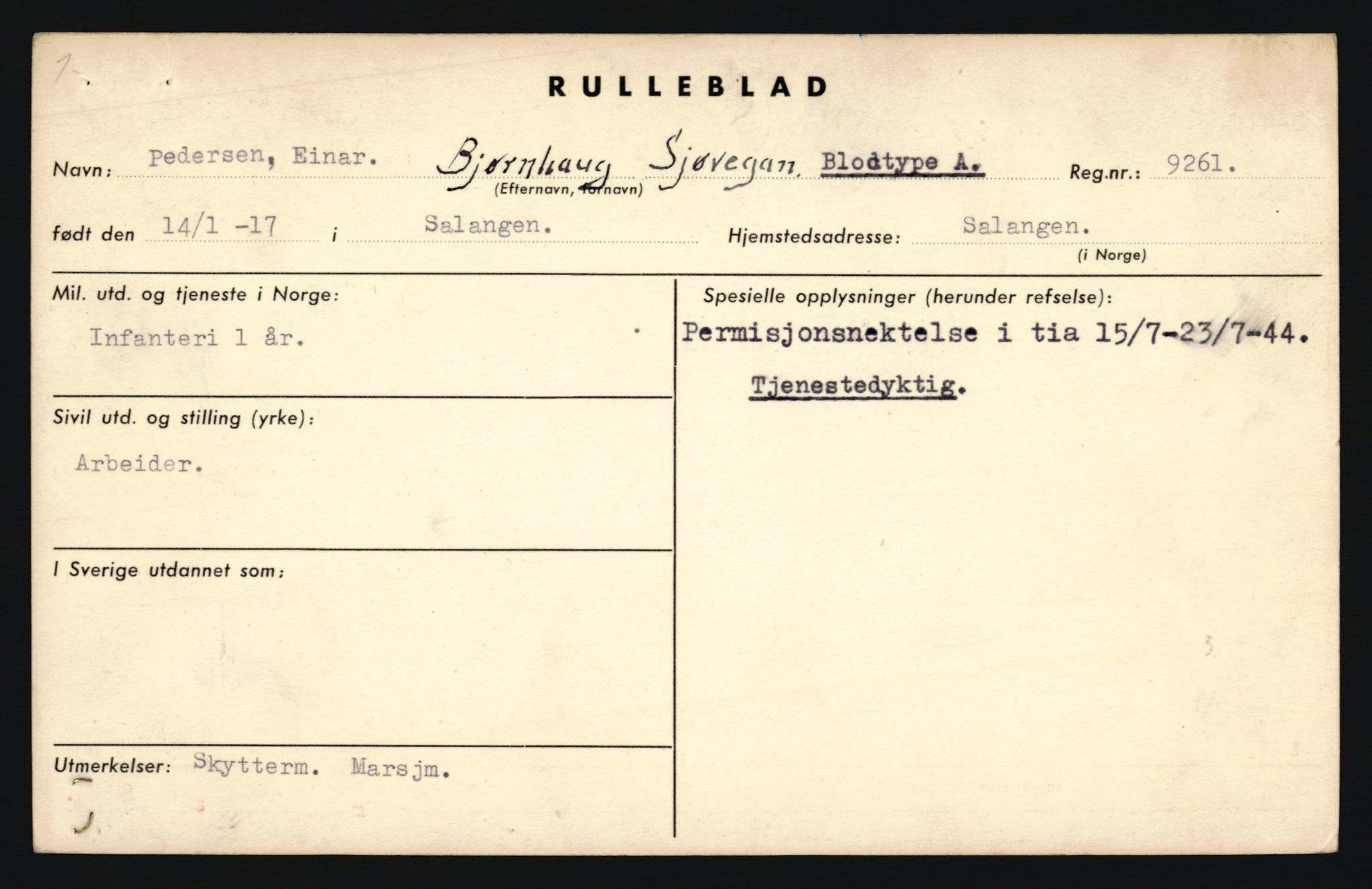 Forsvaret, Troms infanteriregiment nr. 16, AV/RA-RAFA-3146/P/Pa/L0022: Rulleblad for regimentets menige mannskaper, årsklasse 1938, 1938, s. 1316