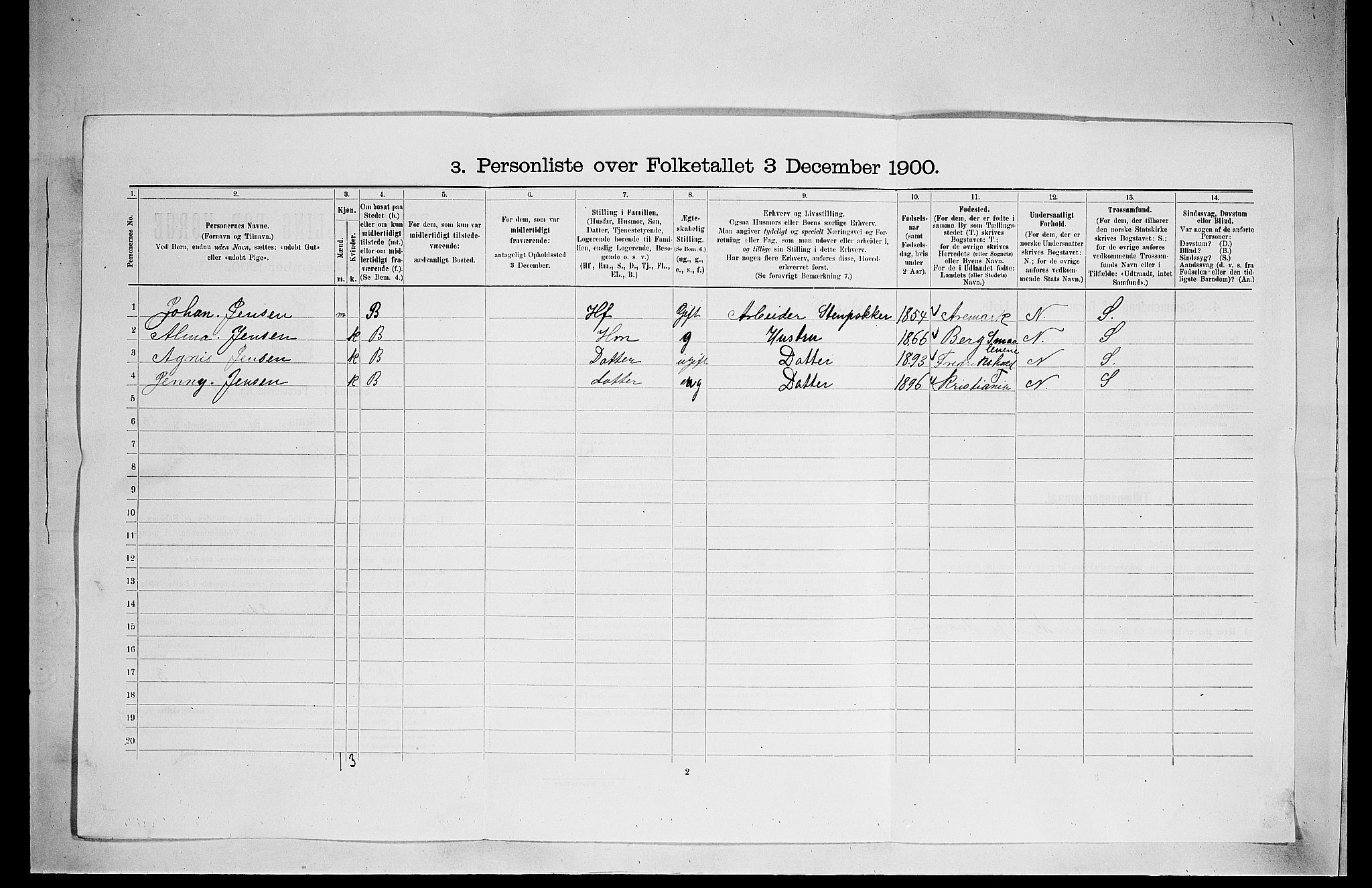 SAO, Folketelling 1900 for 0301 Kristiania kjøpstad, 1900, s. 26712