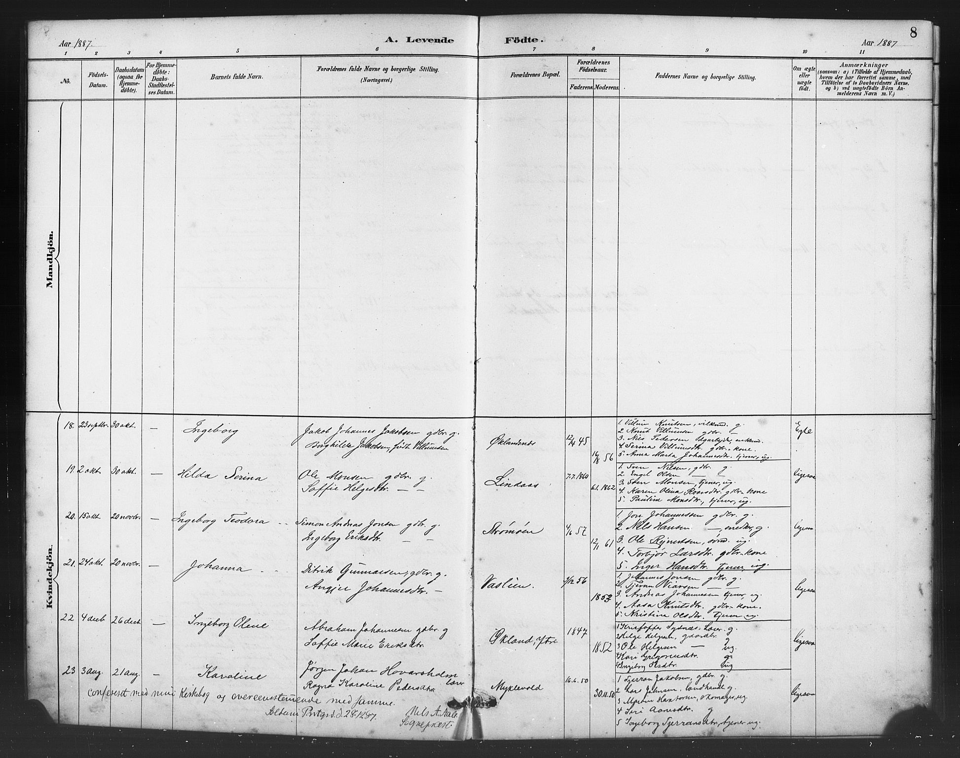 Sveio Sokneprestembete, AV/SAB-A-78501/H/Hab: Klokkerbok nr. B 2, 1887-1911, s. 8
