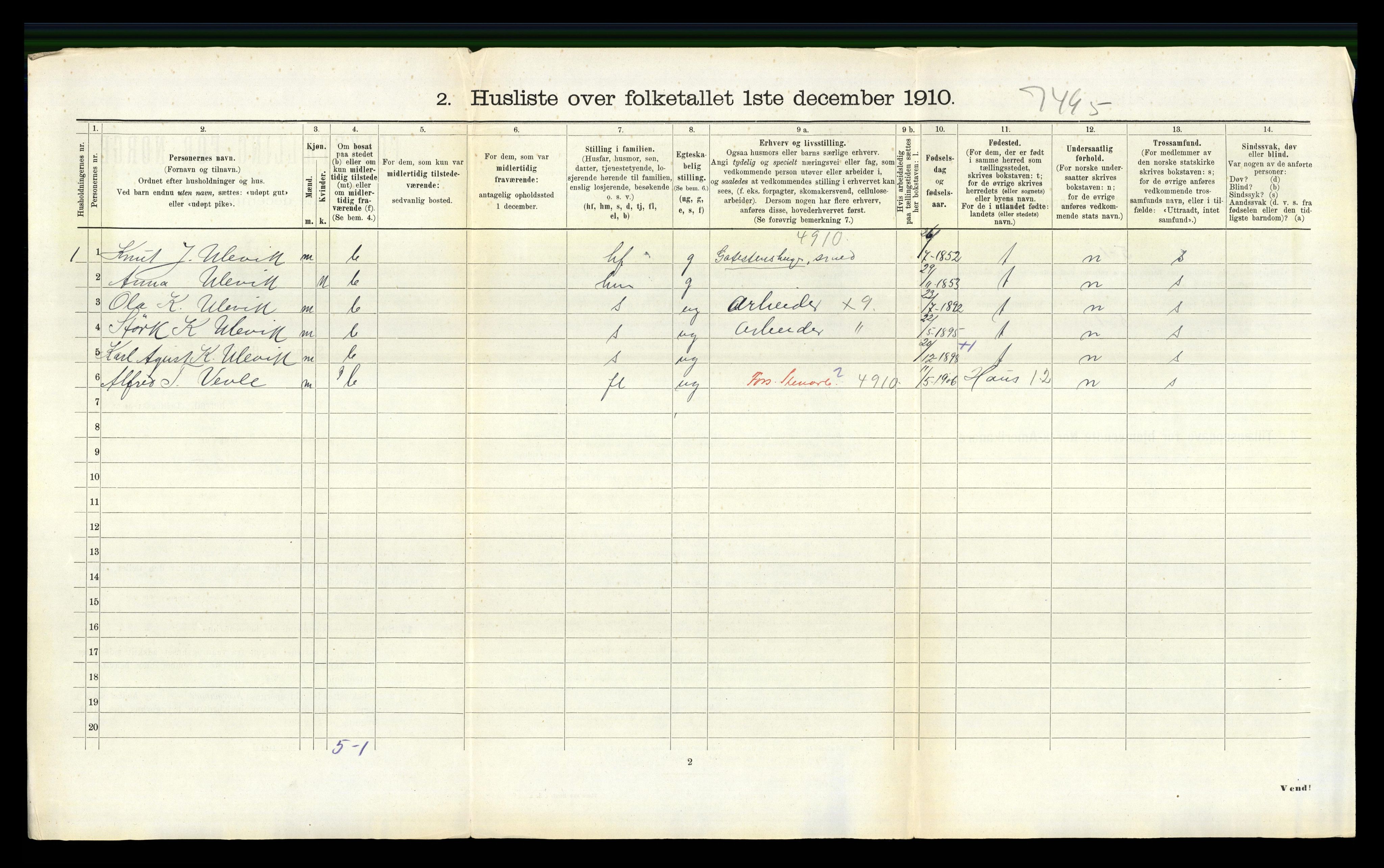 RA, Folketelling 1910 for 1251 Bruvik herred, 1910, s. 917