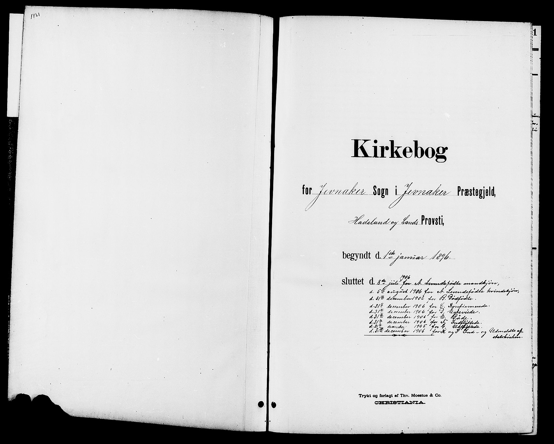 Jevnaker prestekontor, SAH/PREST-116/H/Ha/Hab/L0002: Klokkerbok nr. 2, 1896-1906