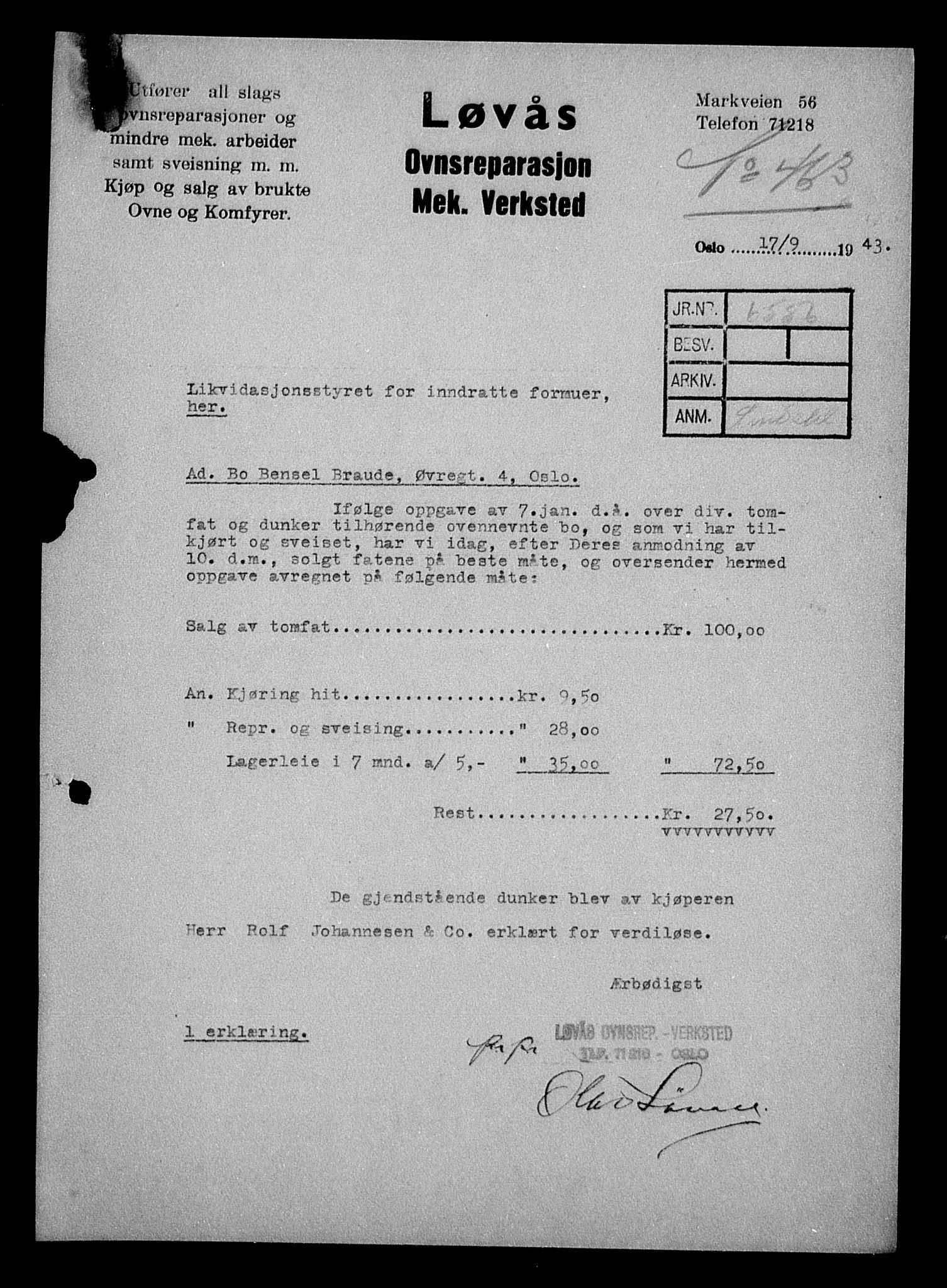 Justisdepartementet, Tilbakeføringskontoret for inndratte formuer, AV/RA-S-1564/H/Hc/Hcc/L0927: --, 1945-1947, s. 538