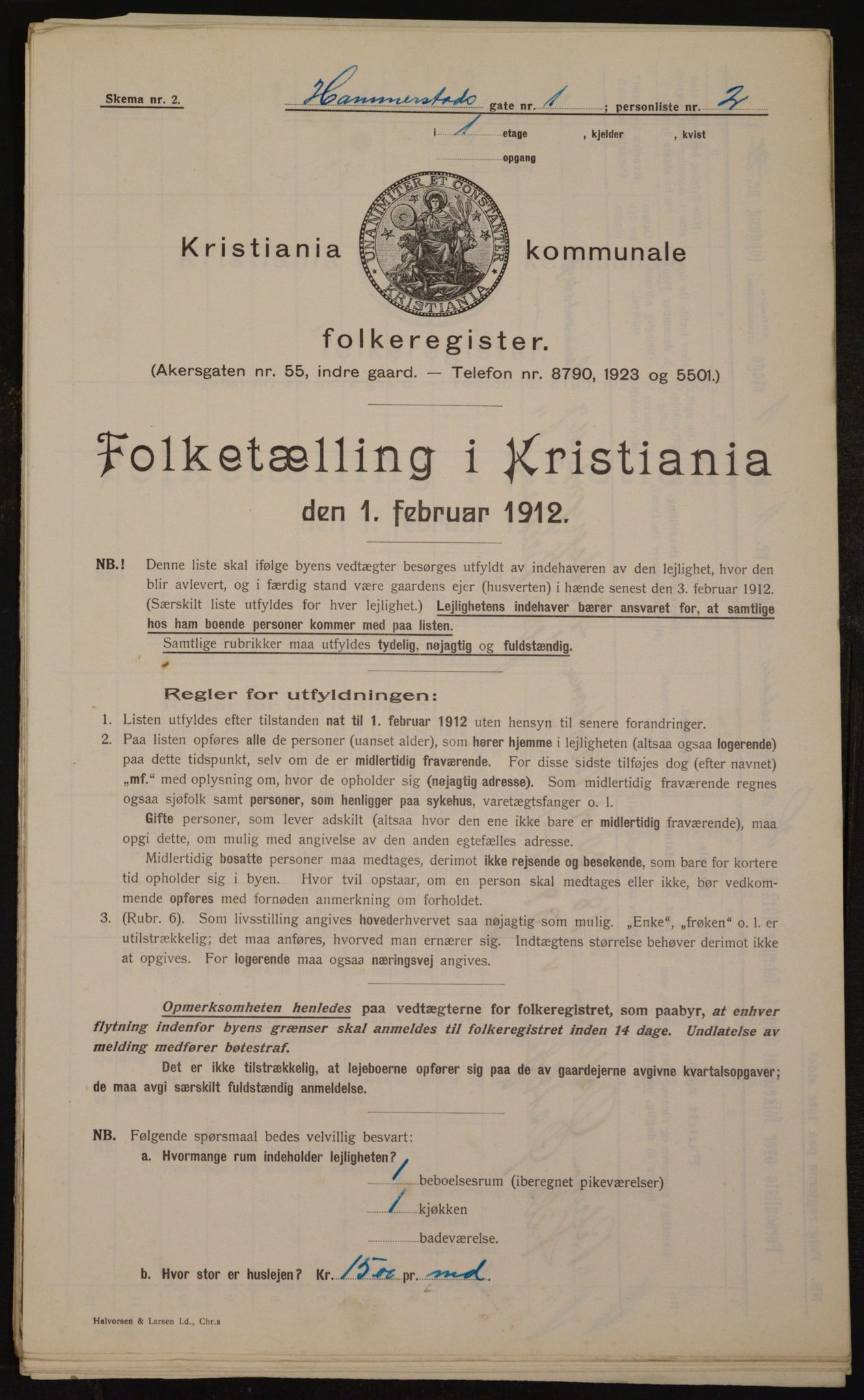 OBA, Kommunal folketelling 1.2.1912 for Kristiania, 1912, s. 34493