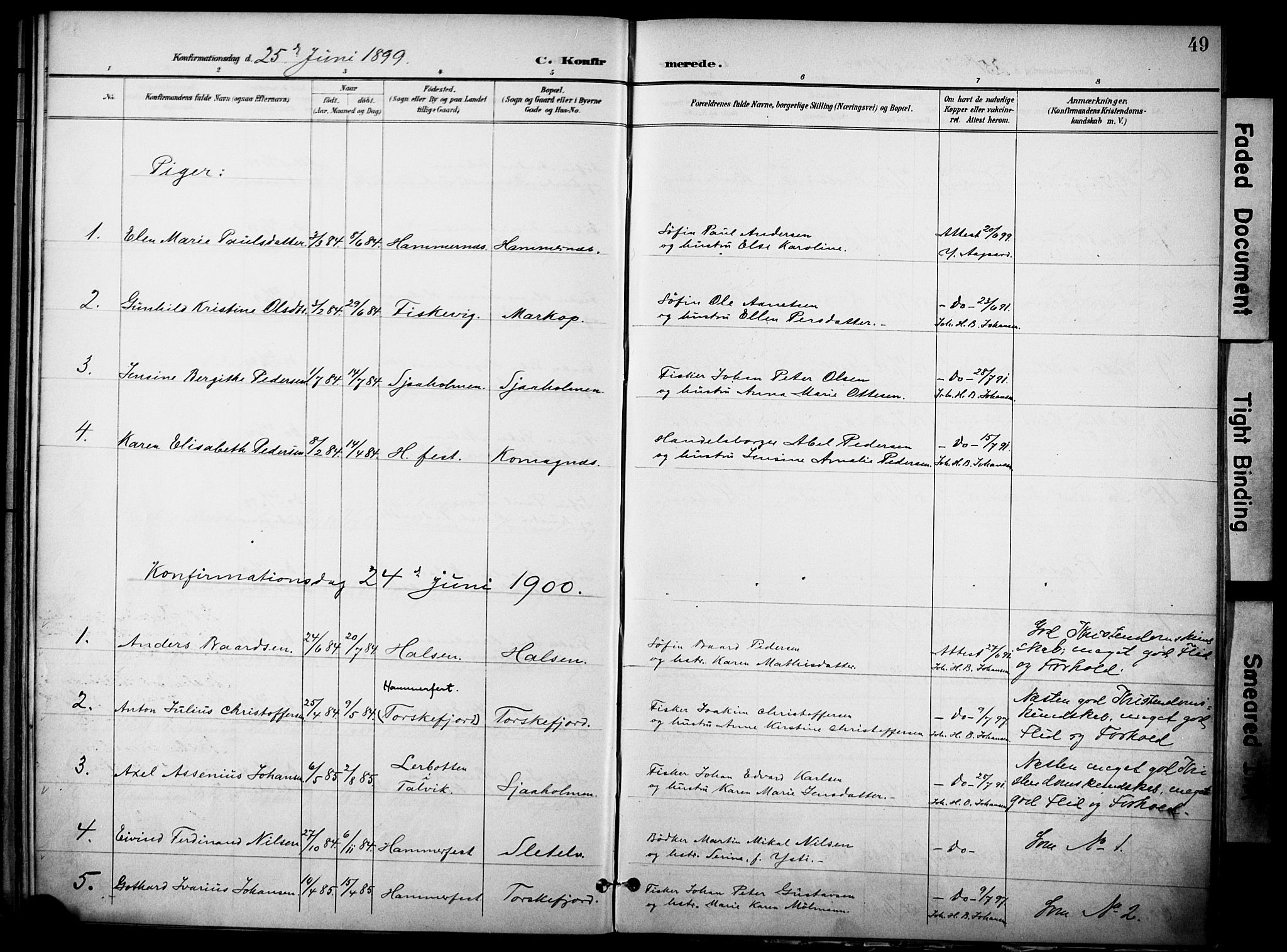 Hammerfest sokneprestkontor, AV/SATØ-S-1347/H/Ha/L0012.kirke: Ministerialbok nr. 12, 1898-1908, s. 49