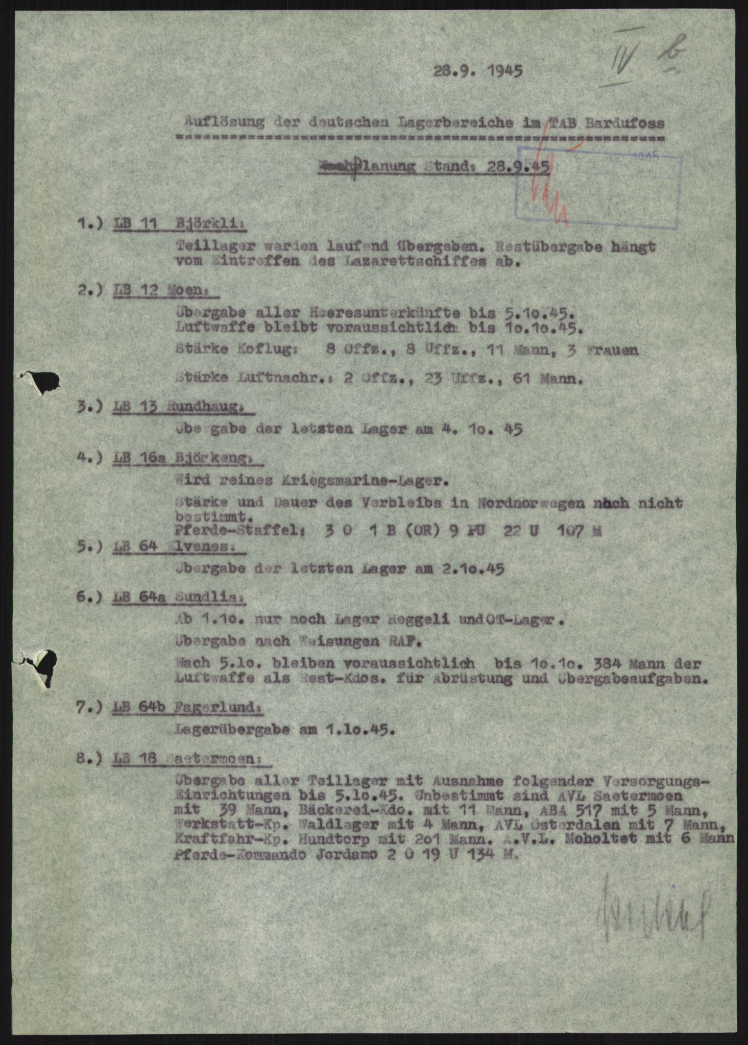 Deutscher Oberbefehlshaber Norwegen (DOBN), AV/RA-RAFA-2197/D/Do/L0253/0005: TAB Gratangen/Bardufoss / Befehle u. Vfg. des Terr-Abschn.-Befh., 1945