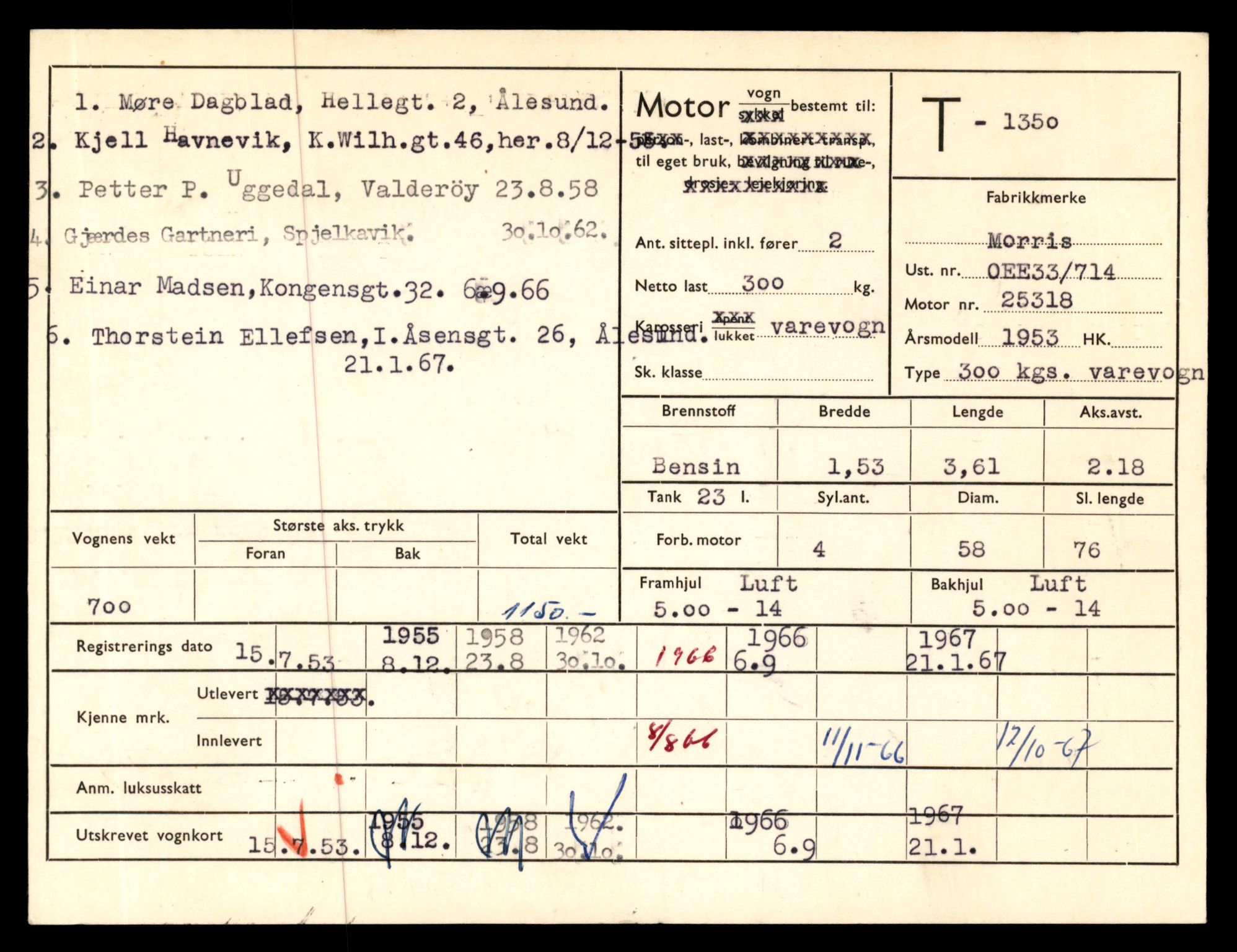 Møre og Romsdal vegkontor - Ålesund trafikkstasjon, SAT/A-4099/F/Fe/L0012: Registreringskort for kjøretøy T 1290 - T 1450, 1927-1998, s. 1390