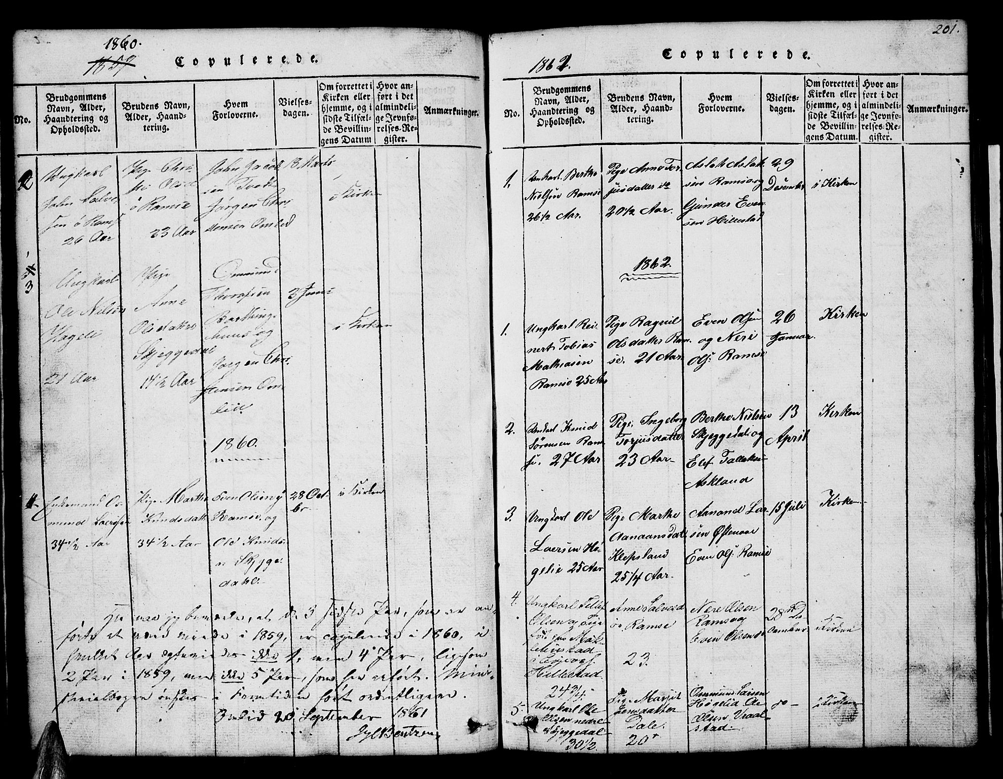 Åmli sokneprestkontor, SAK/1111-0050/F/Fb/Fbb/L0001: Klokkerbok nr. B 1, 1816-1889, s. 201