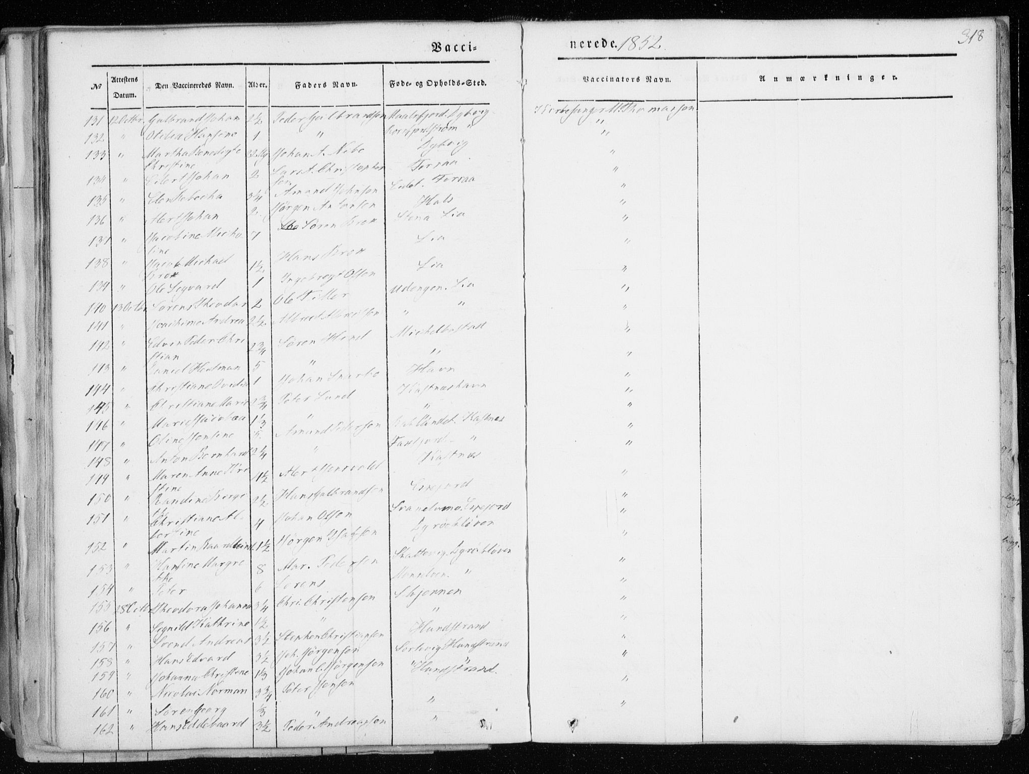 Tranøy sokneprestkontor, SATØ/S-1313/I/Ia/Iaa/L0006kirke: Ministerialbok nr. 6, 1844-1855, s. 318