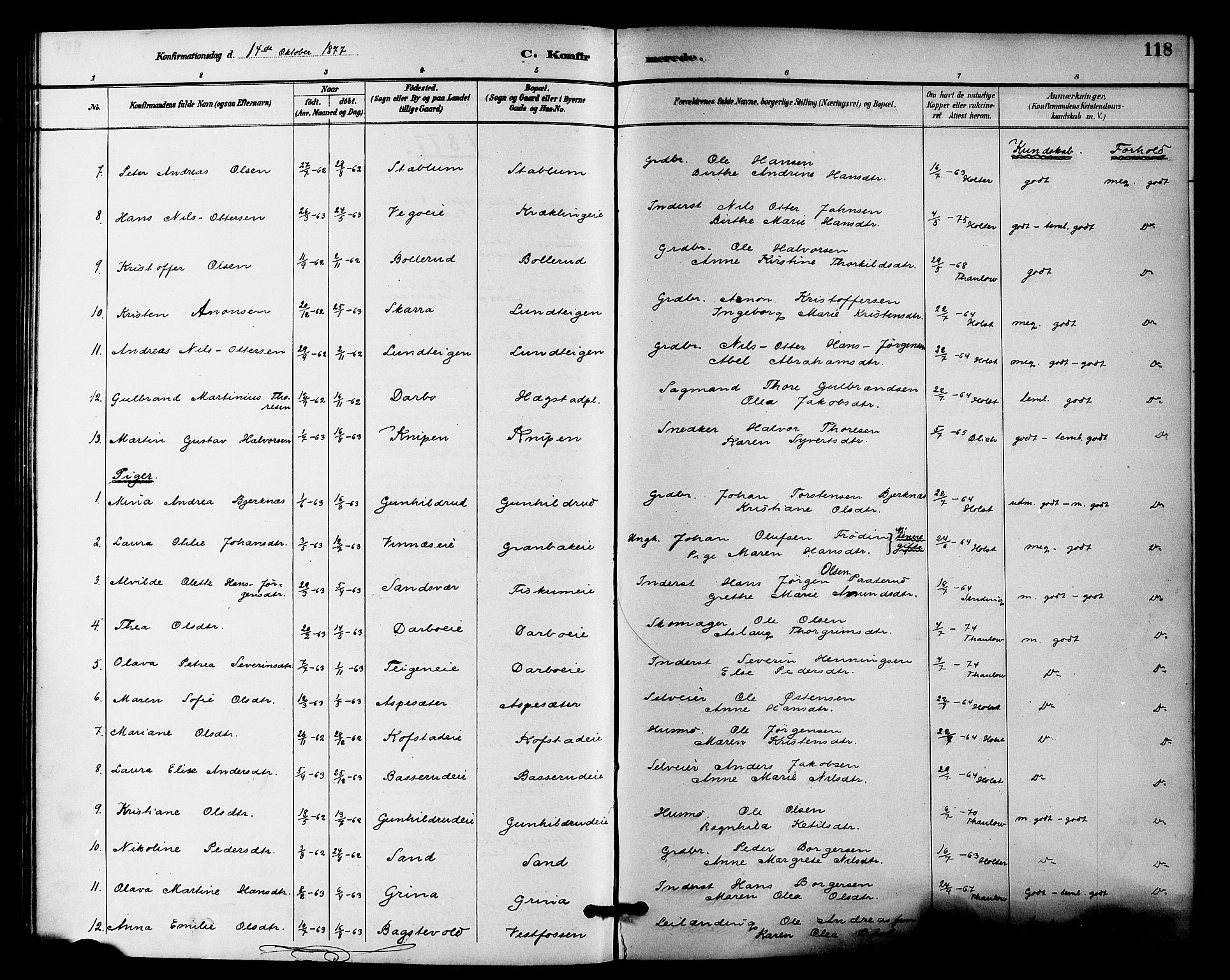 Fiskum kirkebøker, AV/SAKO-A-15/F/Fa/L0001: Ministerialbok nr. 1, 1858-1877, s. 118