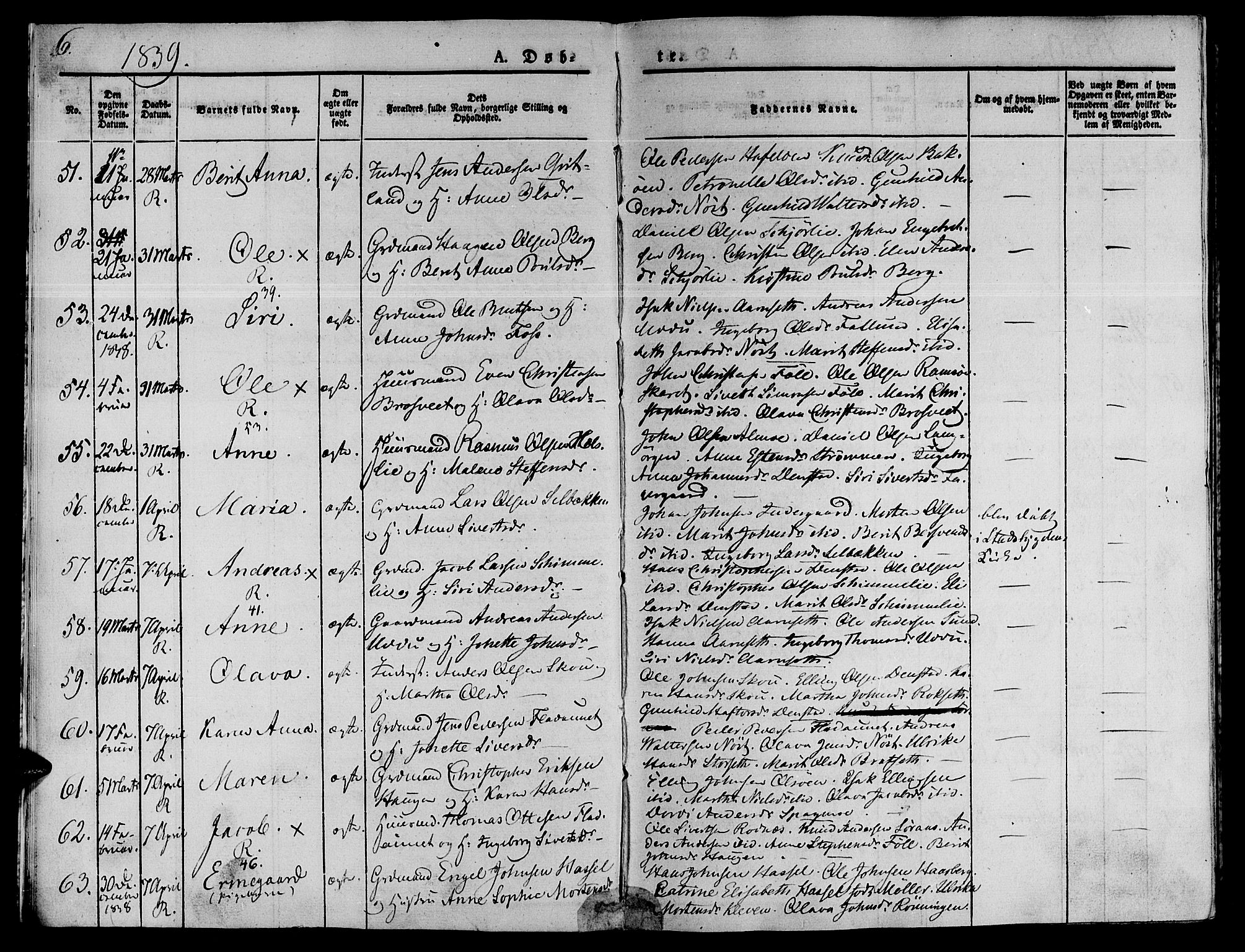 Ministerialprotokoller, klokkerbøker og fødselsregistre - Sør-Trøndelag, SAT/A-1456/646/L0610: Ministerialbok nr. 646A08, 1837-1847, s. 6