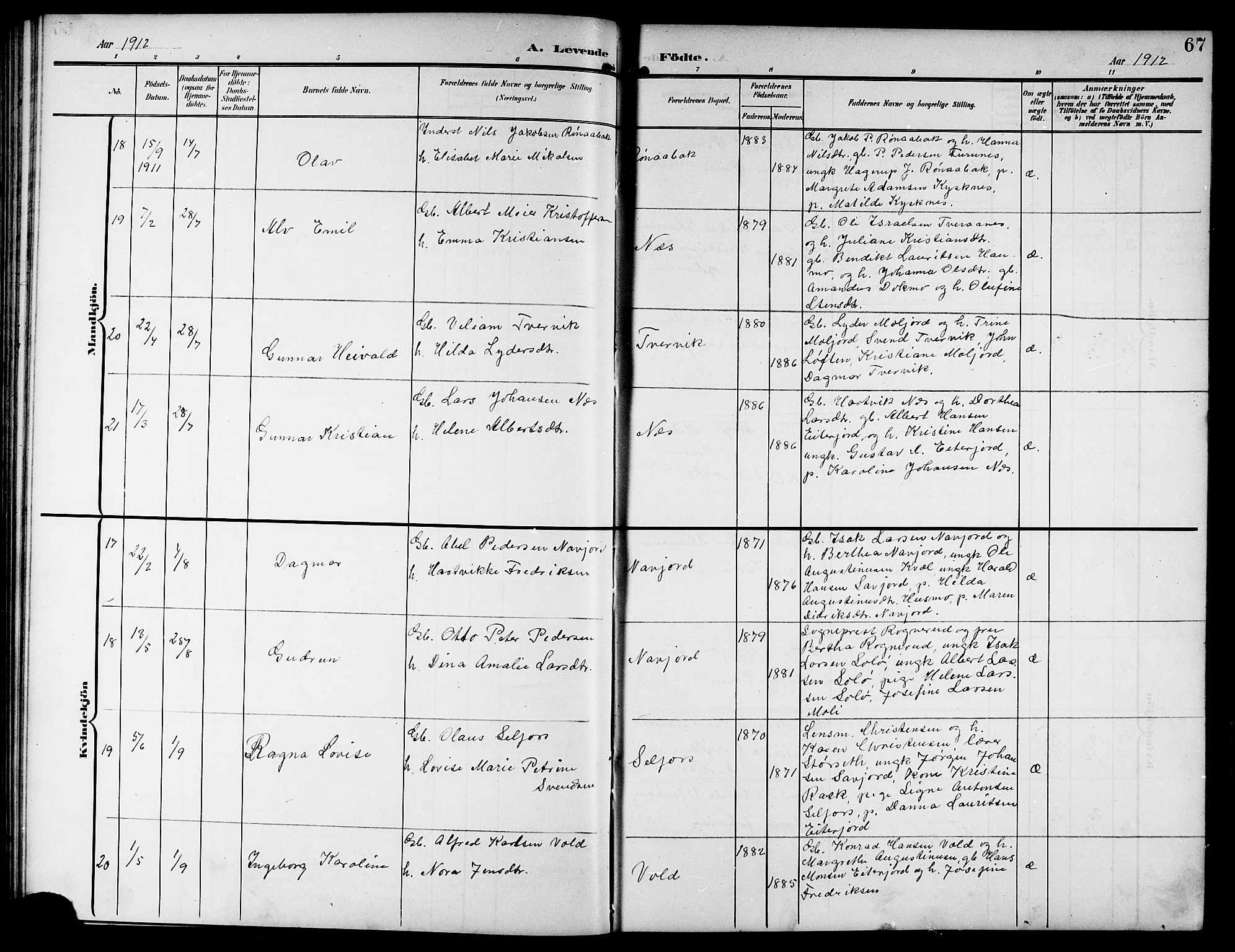 Ministerialprotokoller, klokkerbøker og fødselsregistre - Nordland, AV/SAT-A-1459/846/L0655: Klokkerbok nr. 846C05, 1902-1916, s. 67