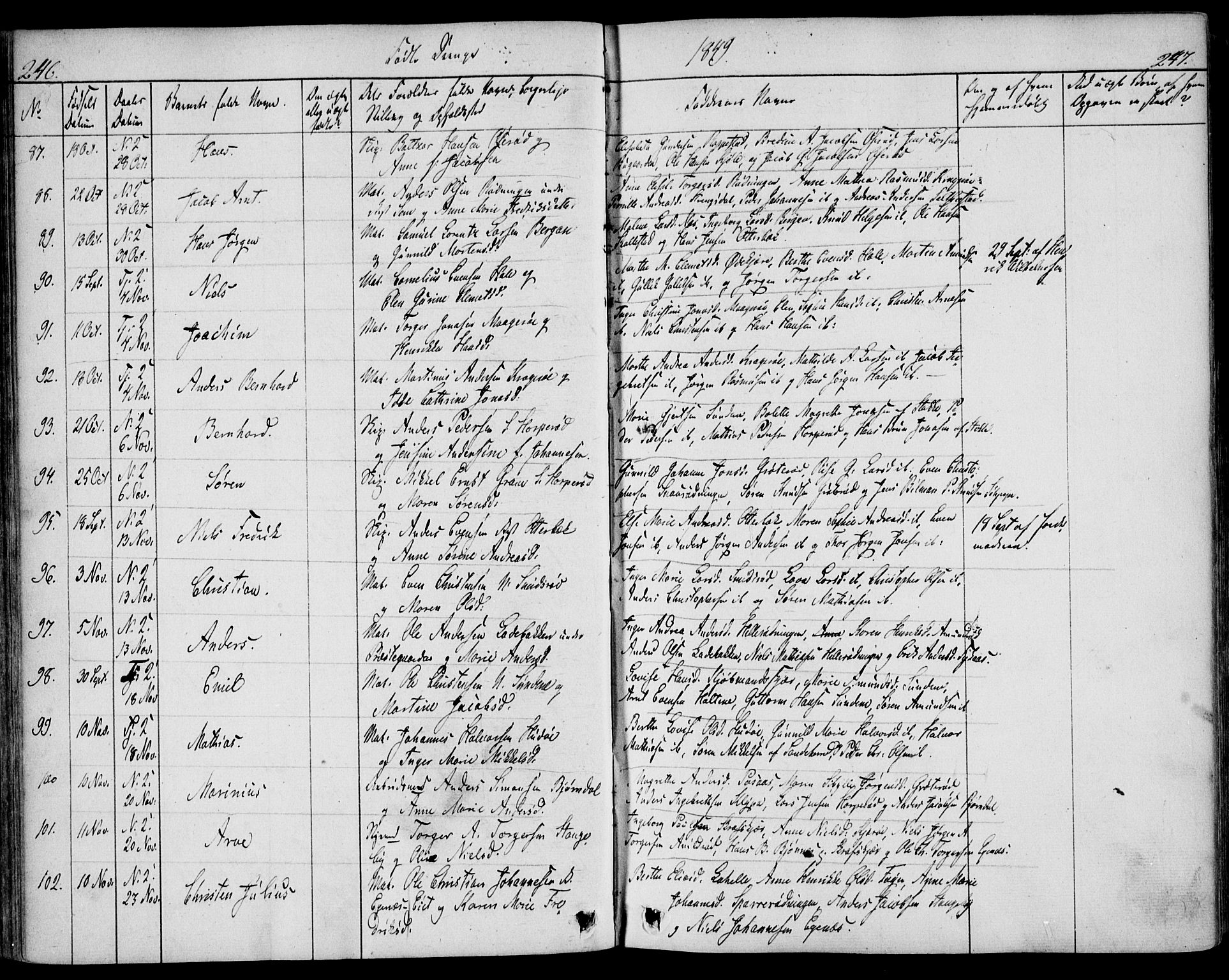 Nøtterøy kirkebøker, AV/SAKO-A-354/F/Fa/L0005: Ministerialbok nr. I 5, 1839-1852, s. 246-247