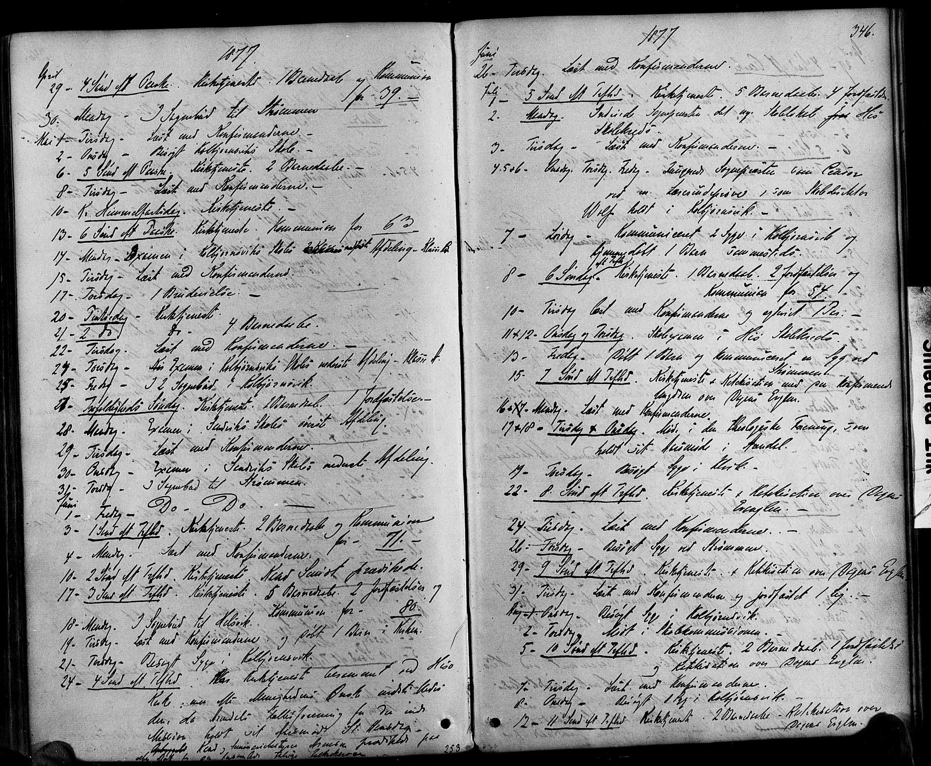 Hisøy sokneprestkontor, AV/SAK-1111-0020/F/Fa/L0002: Ministerialbok nr. A 2, 1872-1880, s. 346