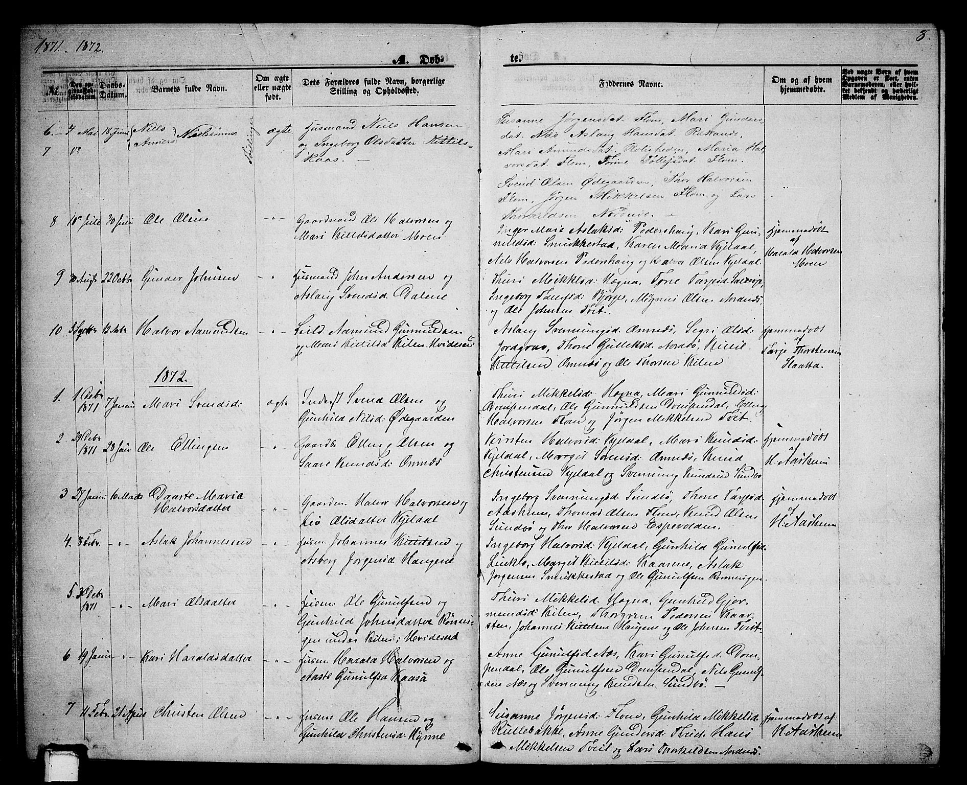 Lunde kirkebøker, AV/SAKO-A-282/G/Gb/L0001: Klokkerbok nr. II 1, 1866-1887, s. 8