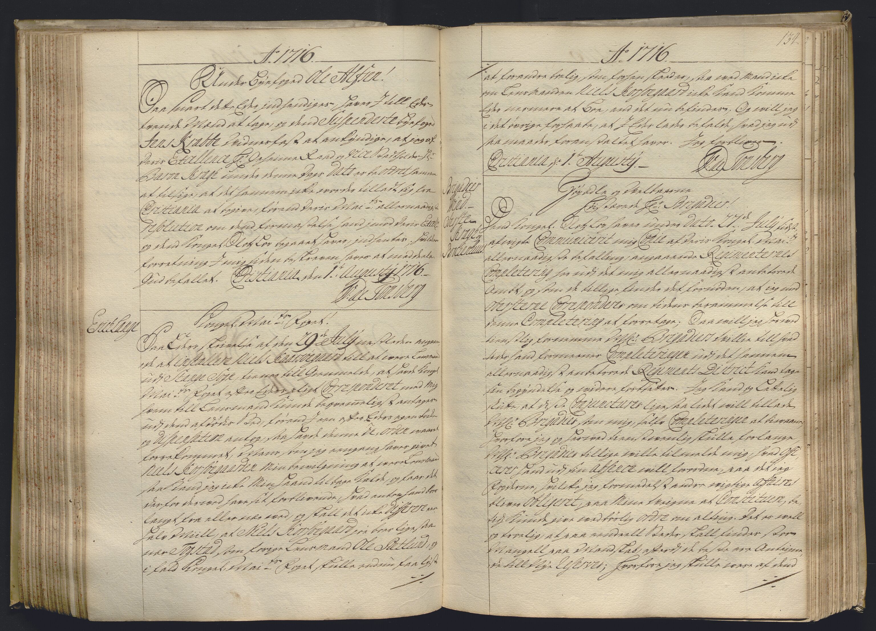 Kristiania stiftamt, AV/SAO-A-10386/B/Ba/L0004: Kopibok, 1715-1717, s. 133b-134a