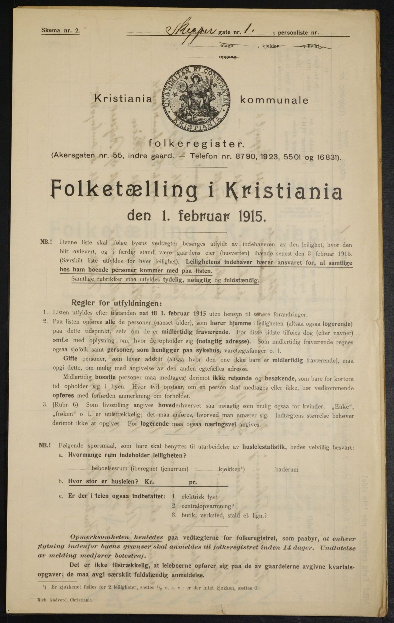 OBA, Kommunal folketelling 1.2.1915 for Kristiania, 1915, s. 95332