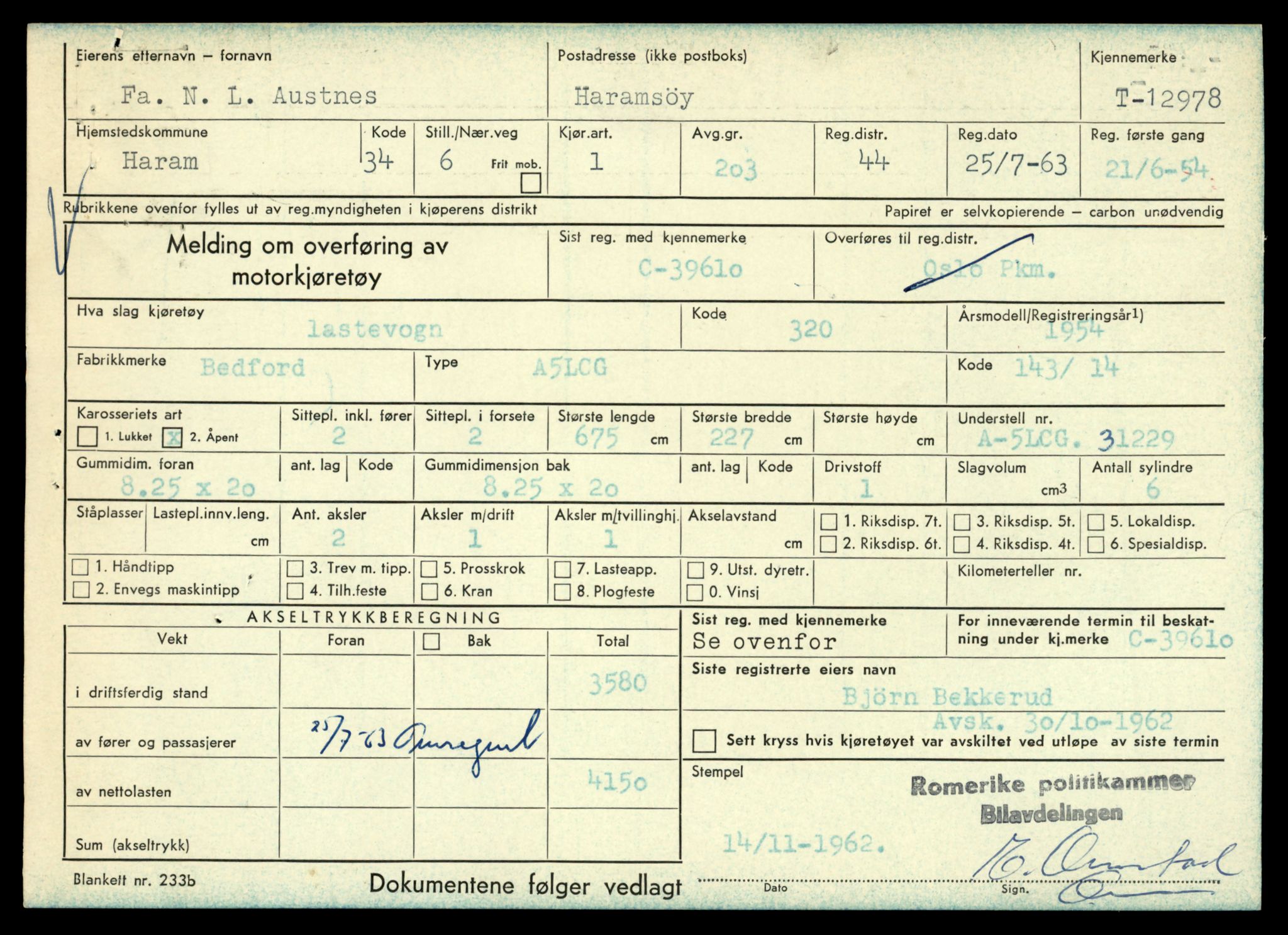 Møre og Romsdal vegkontor - Ålesund trafikkstasjon, AV/SAT-A-4099/F/Fe/L0036: Registreringskort for kjøretøy T 12831 - T 13030, 1927-1998, s. 2179