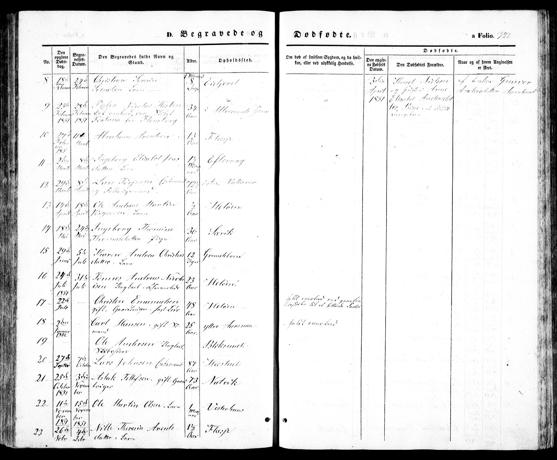 Høvåg sokneprestkontor, SAK/1111-0025/F/Fb/L0002: Klokkerbok nr. B 2, 1847-1869, s. 322