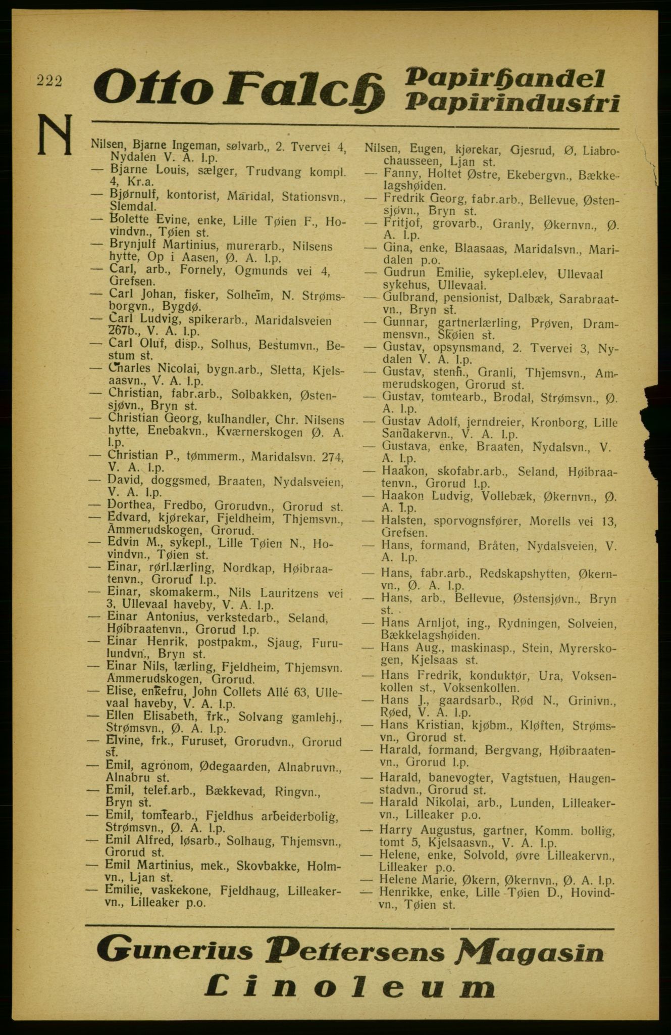 Aker adressebok/adressekalender, PUBL/001/A/002: Akers adressekalender, 1922, s. 222