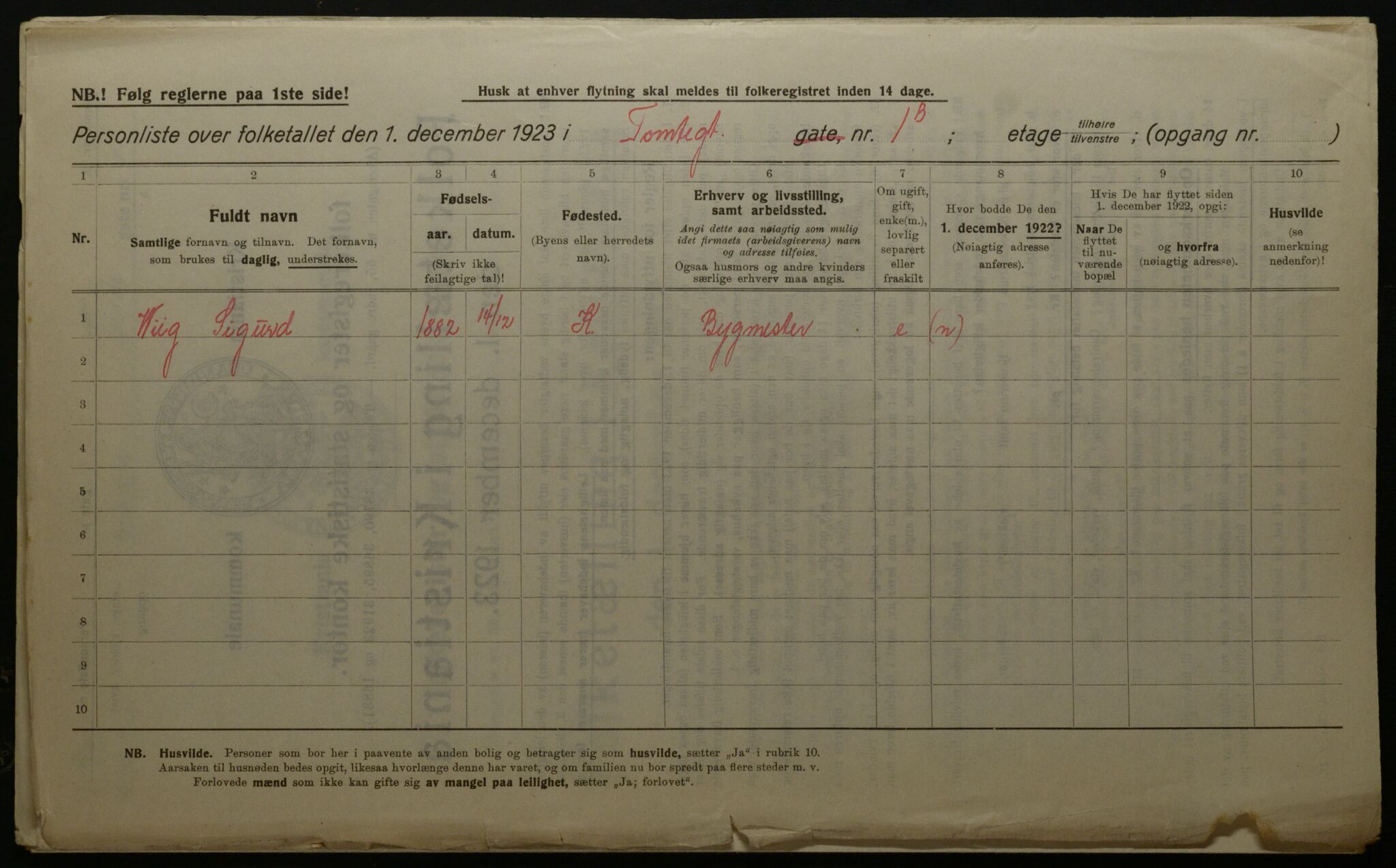 OBA, Kommunal folketelling 1.12.1923 for Kristiania, 1923, s. 125233