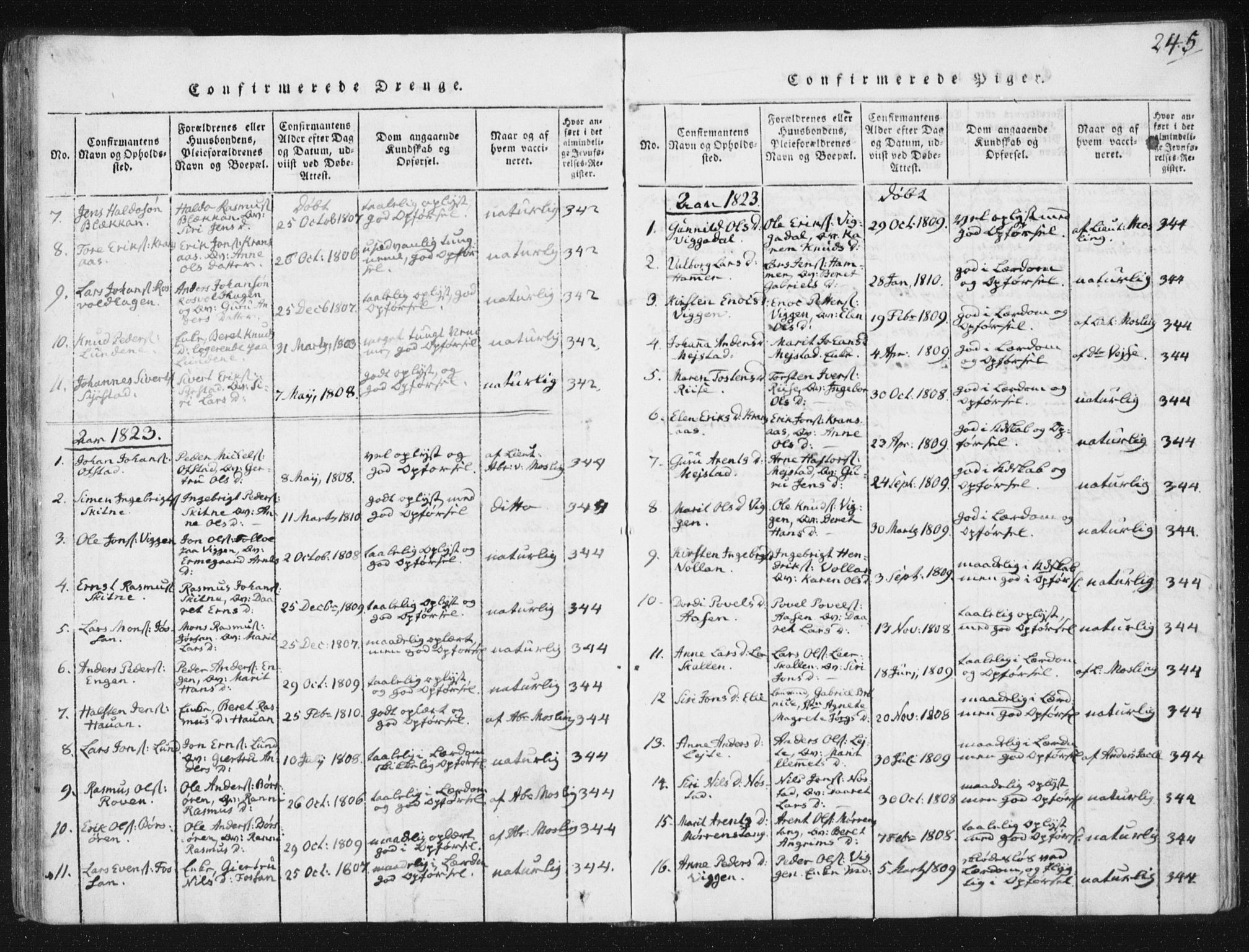 Ministerialprotokoller, klokkerbøker og fødselsregistre - Sør-Trøndelag, AV/SAT-A-1456/665/L0770: Ministerialbok nr. 665A05, 1817-1829, s. 245