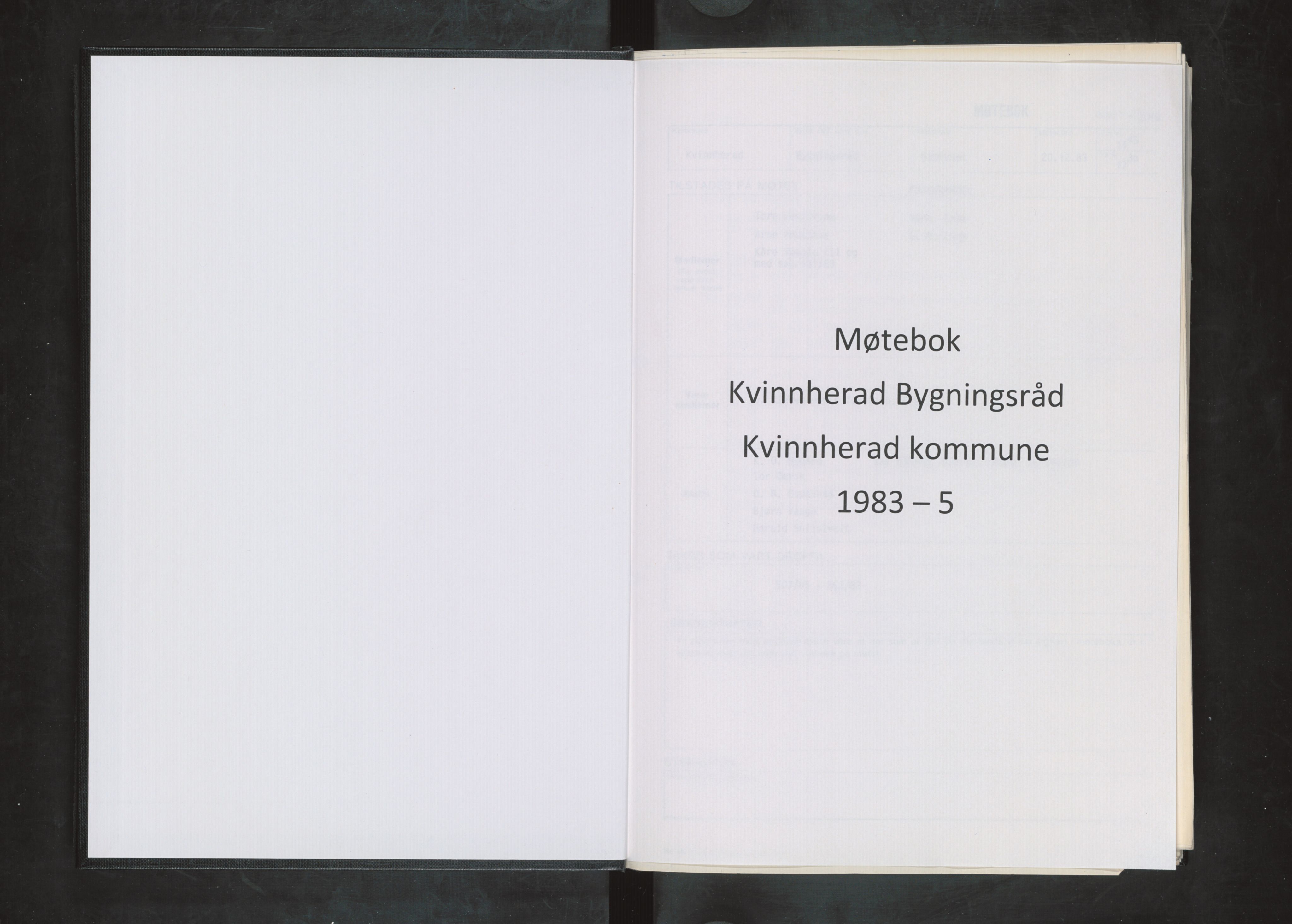 Kvinnherad kommune. Bygningsrådet , IKAH/1224-511/A/Aa/L0037: Møtebøker for bygningsrådet, 1983