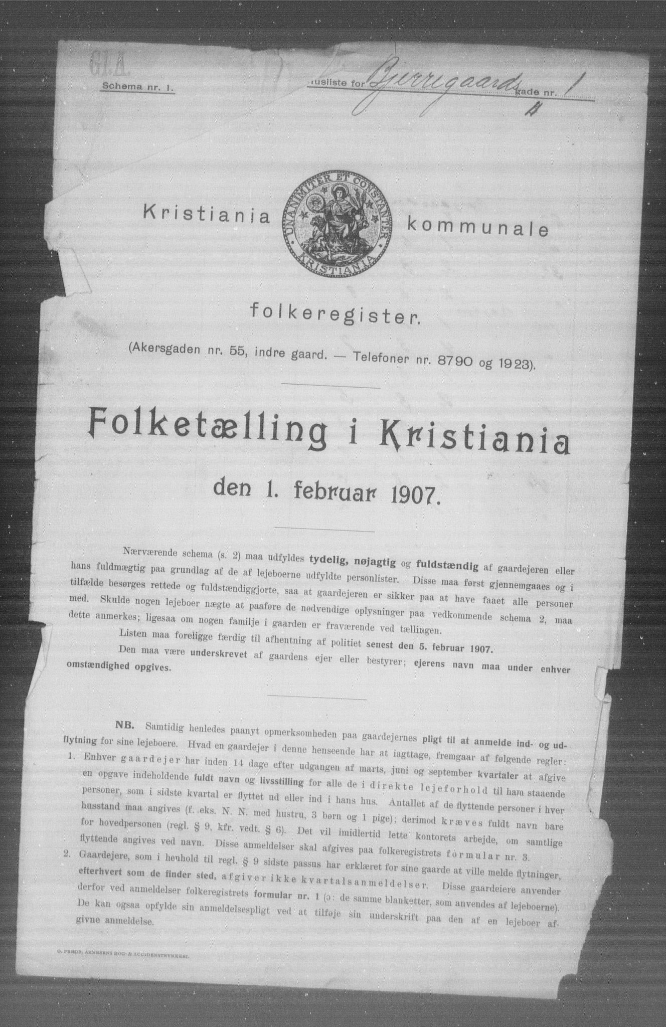 OBA, Kommunal folketelling 1.2.1907 for Kristiania kjøpstad, 1907, s. 2904