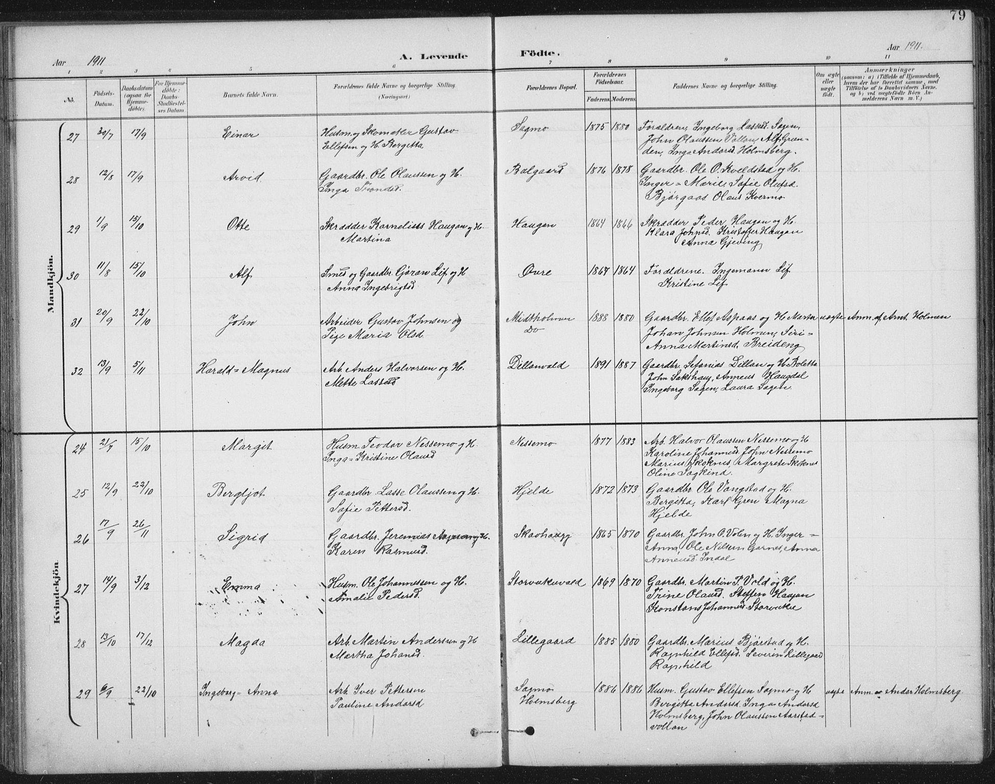 Ministerialprotokoller, klokkerbøker og fødselsregistre - Nord-Trøndelag, SAT/A-1458/724/L0269: Klokkerbok nr. 724C05, 1899-1920, s. 79