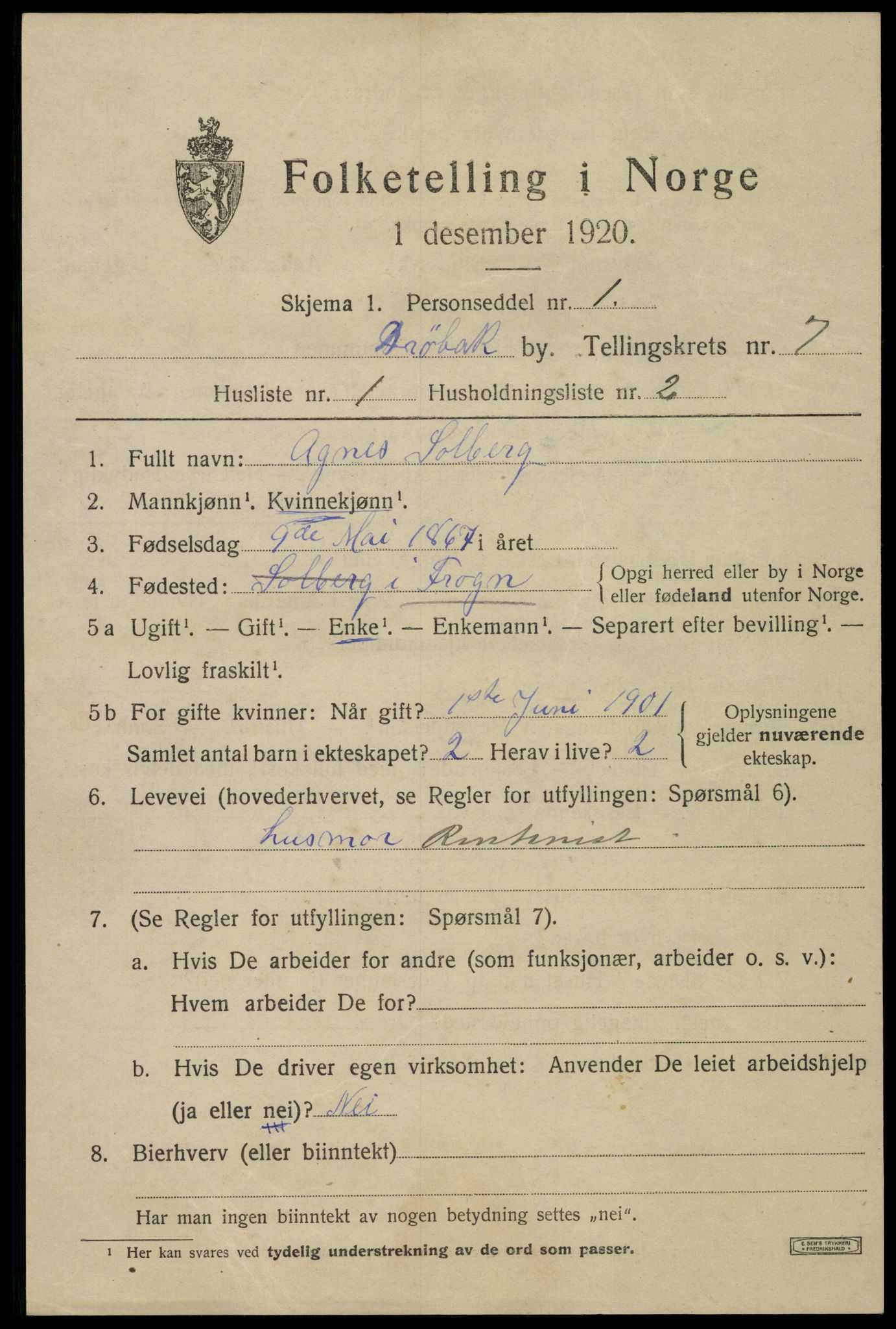 SAO, Folketelling 1920 for 0203 Drøbak kjøpstad, 1920, s. 5555
