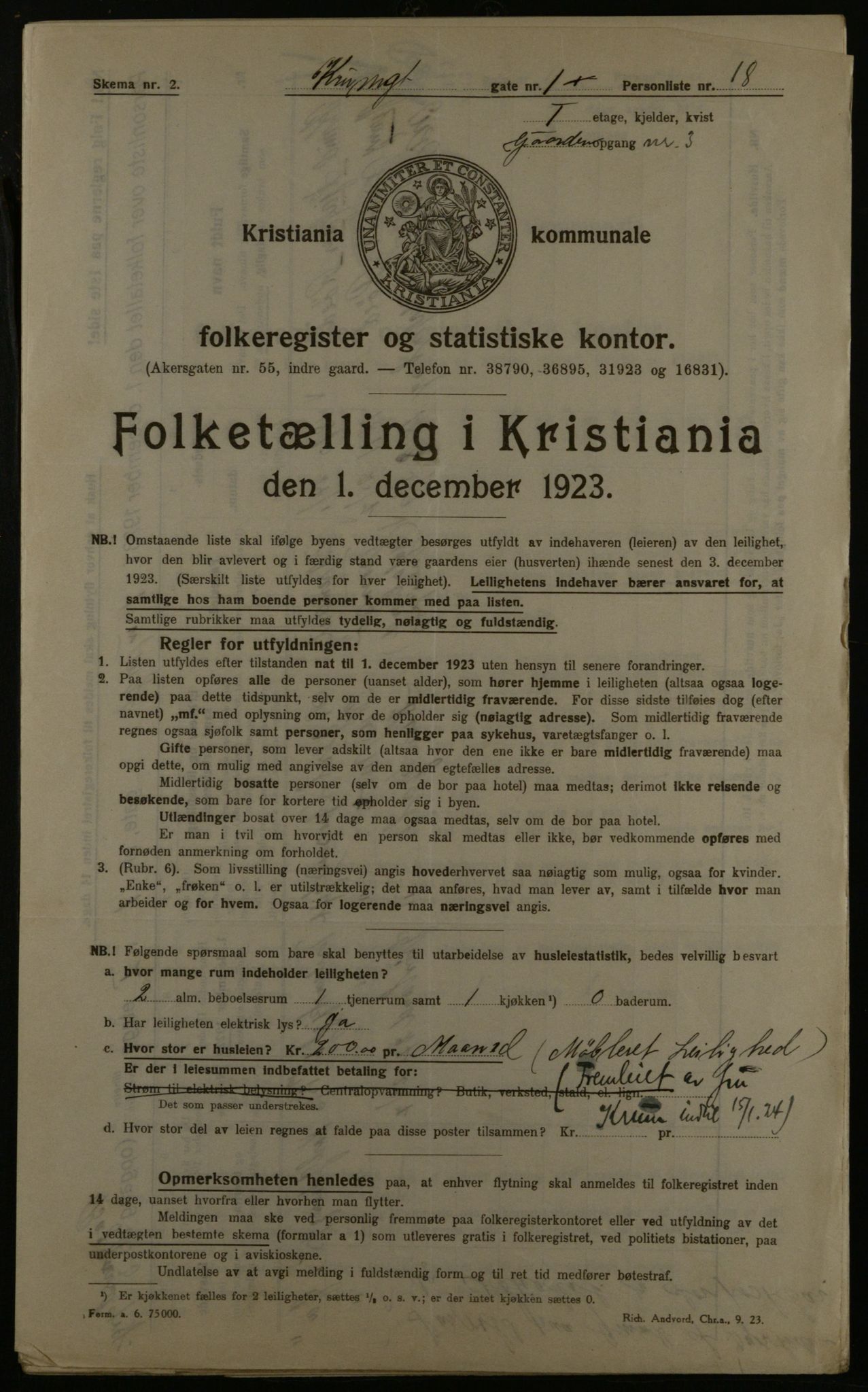 OBA, Kommunal folketelling 1.12.1923 for Kristiania, 1923, s. 61279