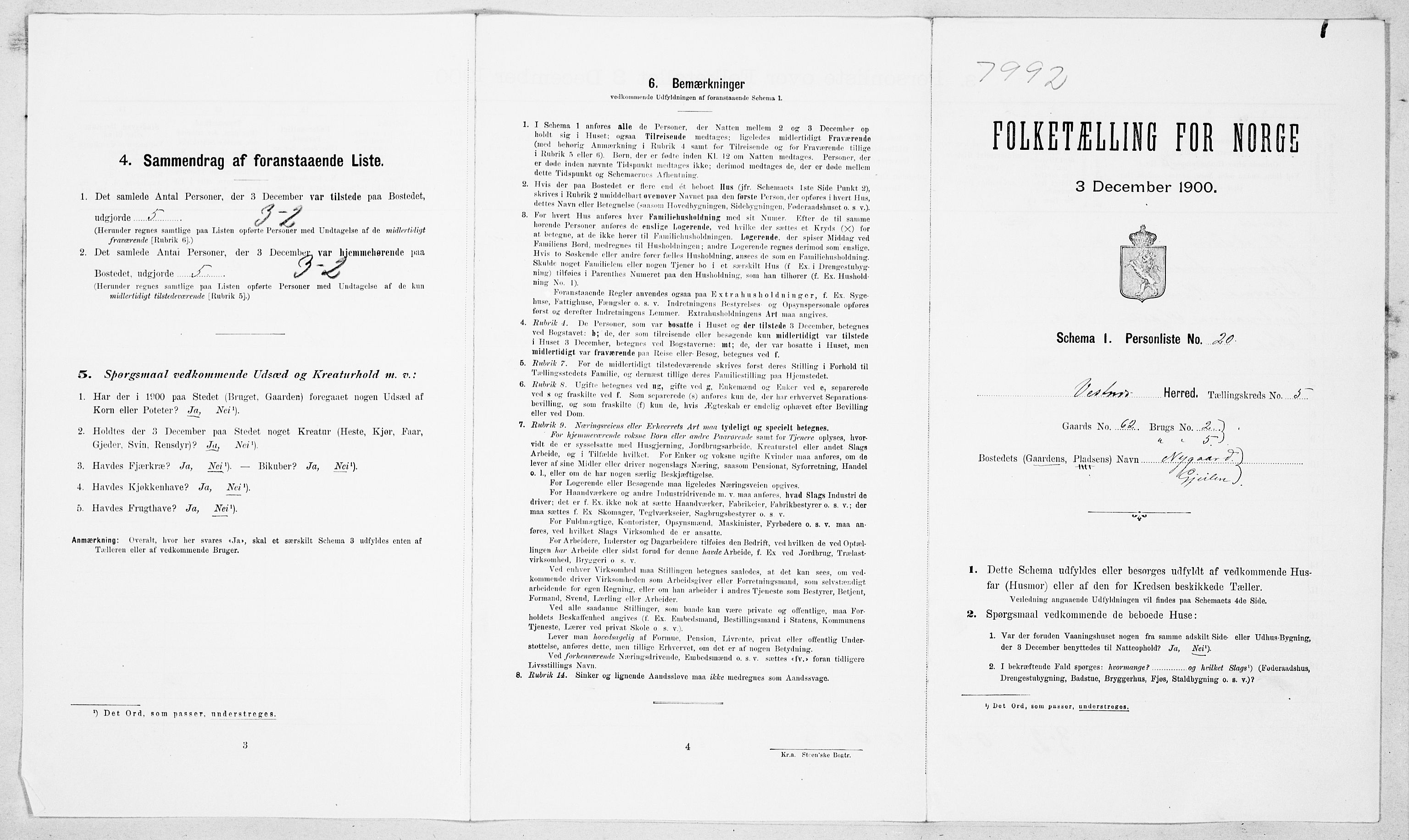 SAT, Folketelling 1900 for 1535 Vestnes herred, 1900, s. 545