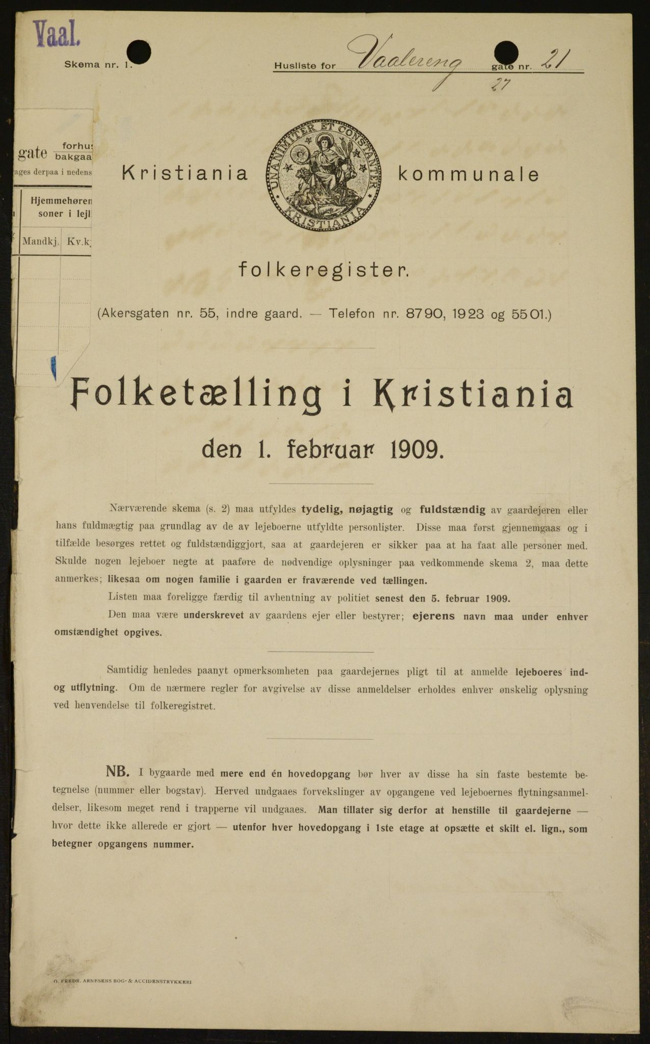 OBA, Kommunal folketelling 1.2.1909 for Kristiania kjøpstad, 1909, s. 113906