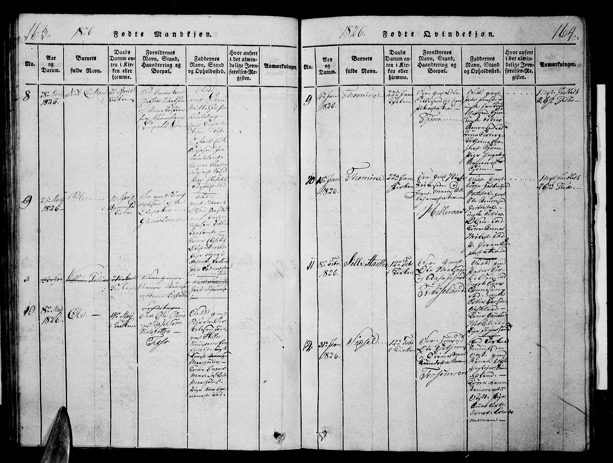 Sør-Audnedal sokneprestkontor, AV/SAK-1111-0039/F/Fb/Fbb/L0001: Klokkerbok nr. B 1, 1815-1827, s. 163-164