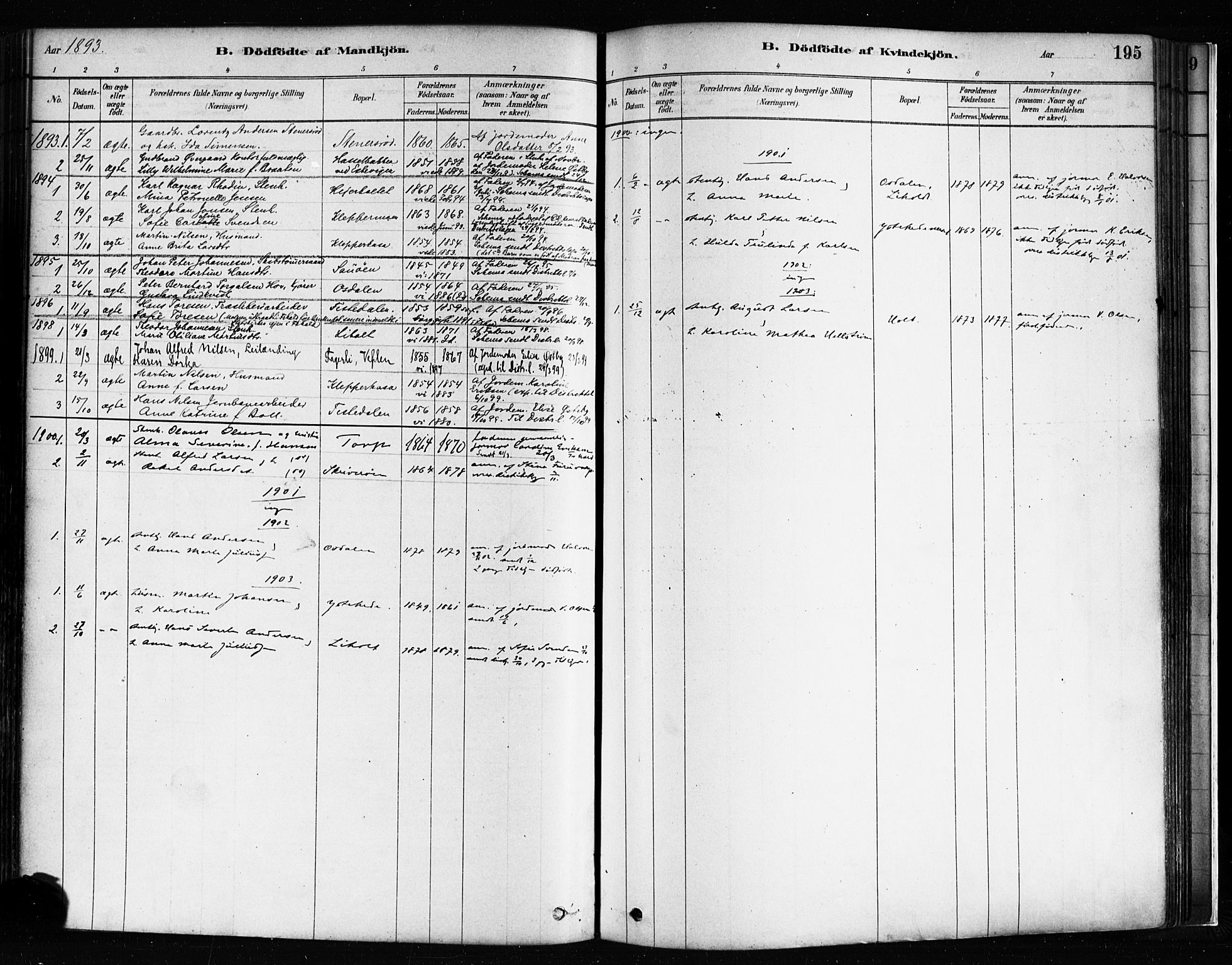 Idd prestekontor Kirkebøker, SAO/A-10911/F/Fc/L0006a: Ministerialbok nr. III 6A, 1878-1903, s. 195