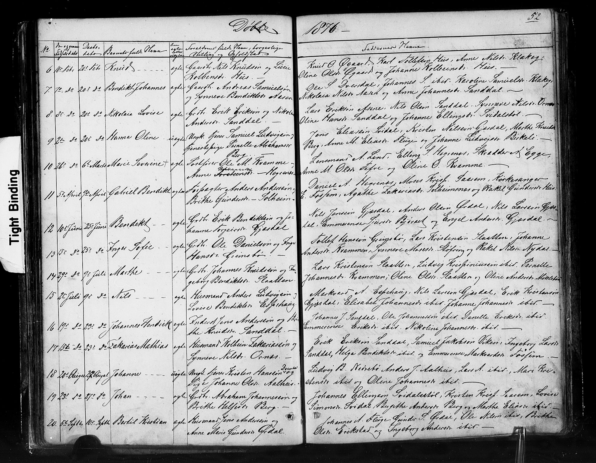 Jølster sokneprestembete, AV/SAB-A-80701/H/Hab/Haba/L0001: Klokkerbok nr. A 1, 1853-1894, s. 52