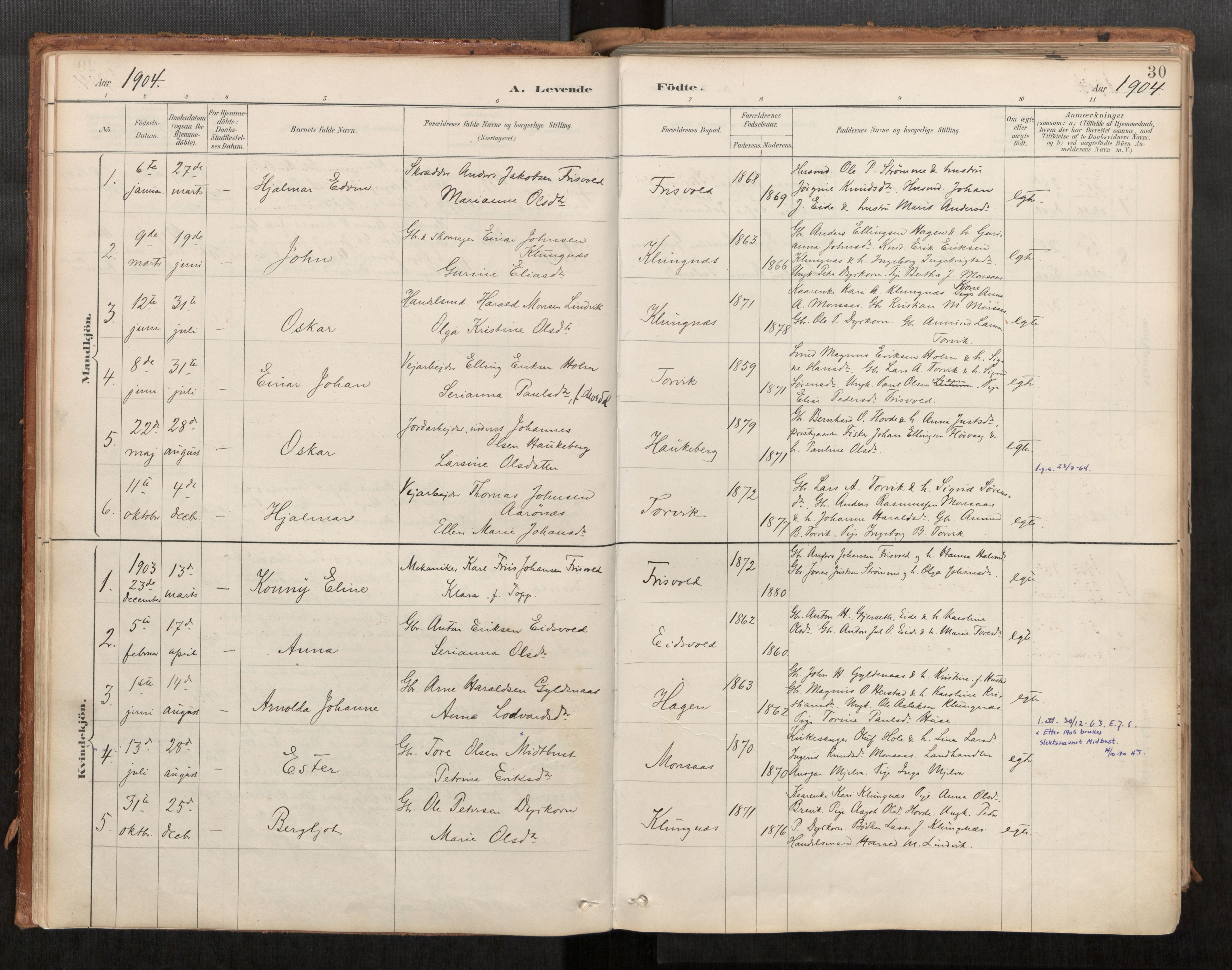 Ministerialprotokoller, klokkerbøker og fødselsregistre - Møre og Romsdal, AV/SAT-A-1454/542/L0553: Ministerialbok nr. 542A03, 1885-1925, s. 30