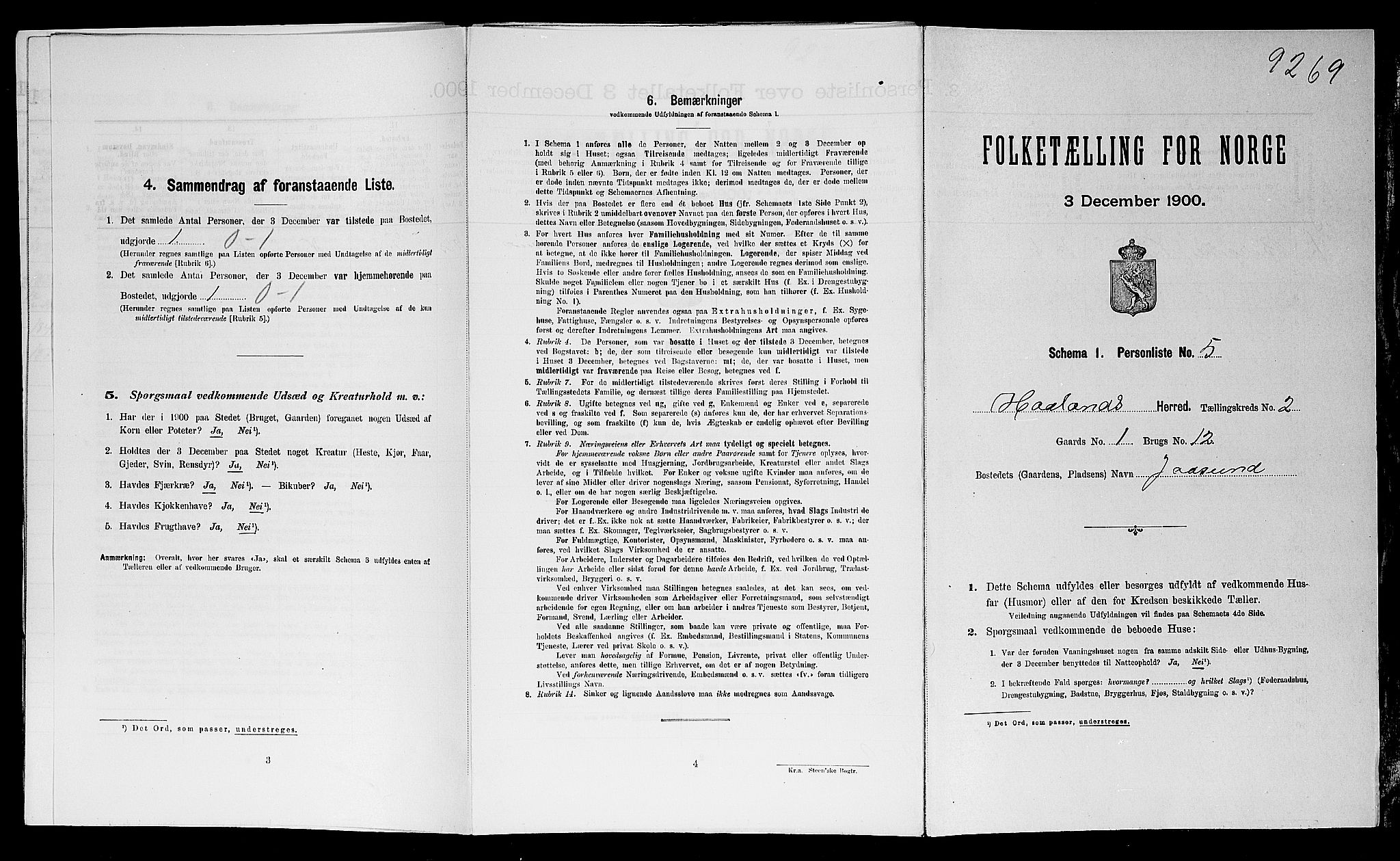 SAST, Folketelling 1900 for 1124 Haaland herred, 1900, s. 378