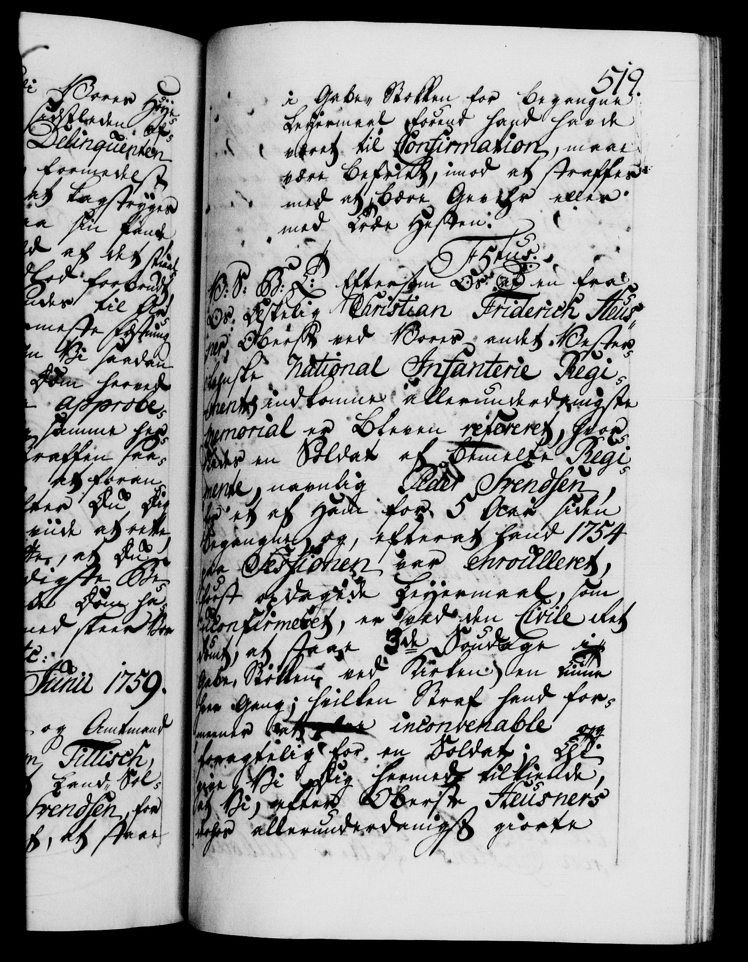 Danske Kanselli 1572-1799, AV/RA-EA-3023/F/Fc/Fca/Fcab/L0036: Norske tegnelser, 1757-1761, s. 519a