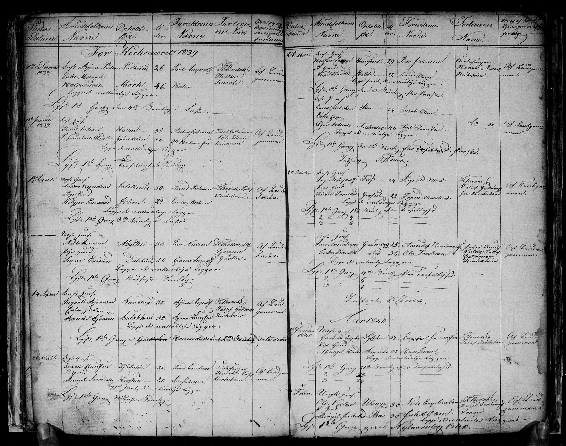 Gol kirkebøker, AV/SAKO-A-226/G/Gb/L0002: Klokkerbok nr. II 2, 1838-1844, s. 44-45