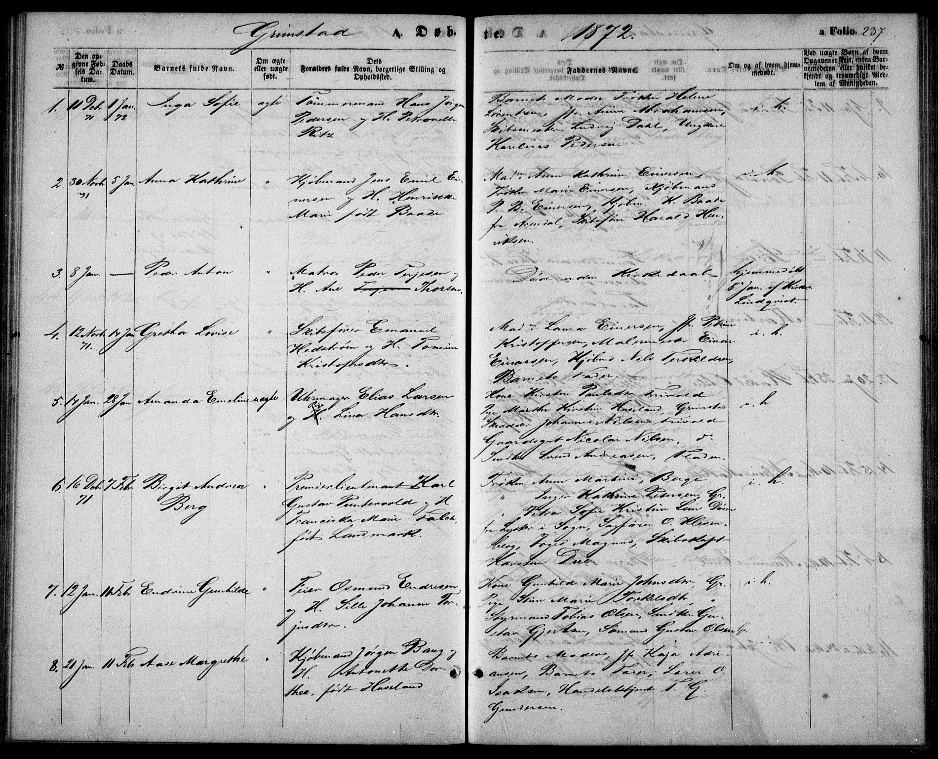 Fjære sokneprestkontor, AV/SAK-1111-0011/F/Fb/L0009: Klokkerbok nr. B 9, 1867-1870, s. 237