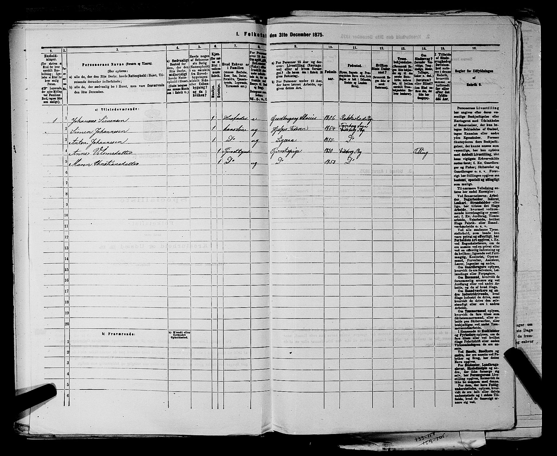 RA, Folketelling 1875 for 0125P Eidsberg prestegjeld, 1875, s. 1345