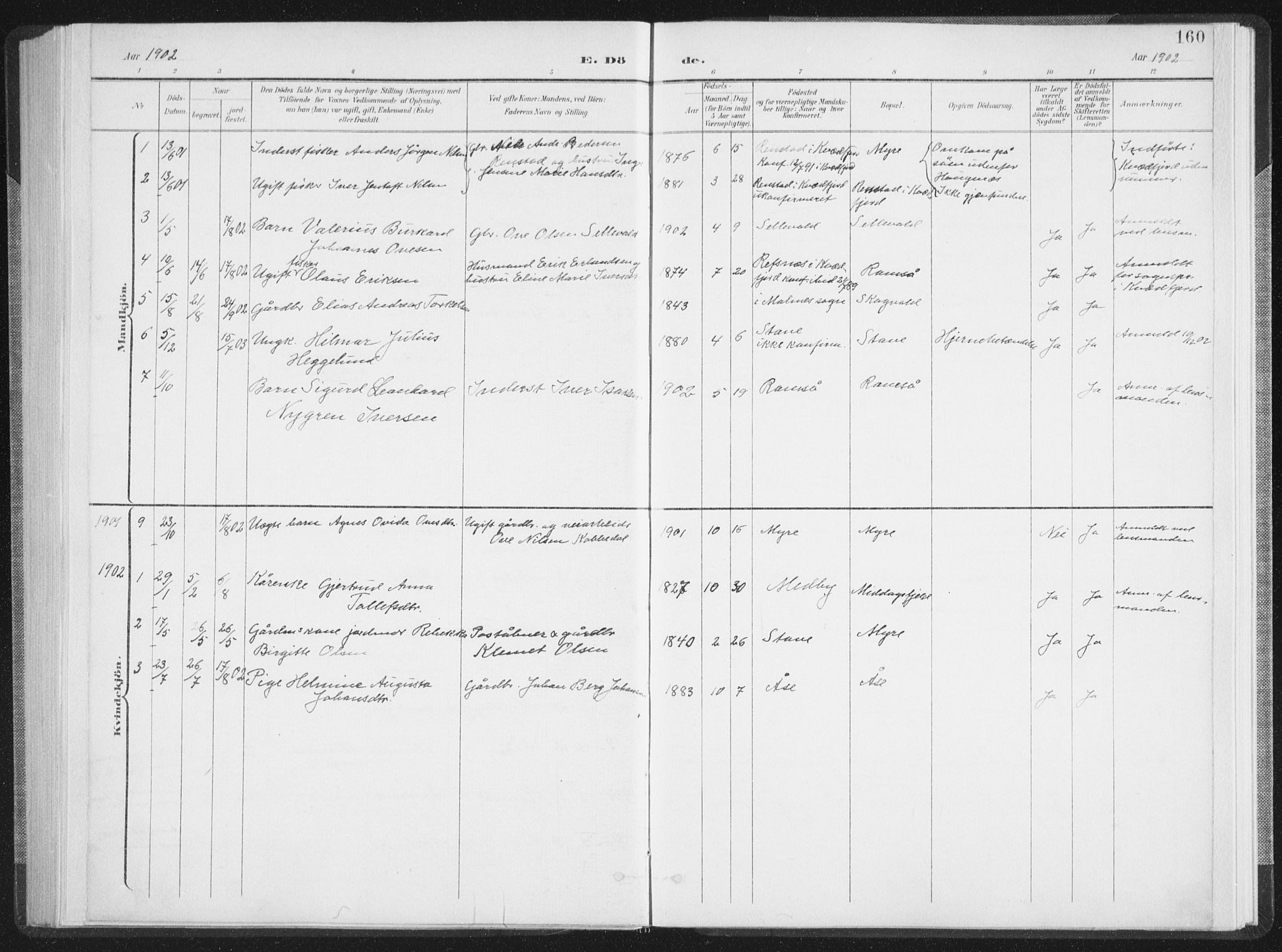 Ministerialprotokoller, klokkerbøker og fødselsregistre - Nordland, SAT/A-1459/897/L1400: Ministerialbok nr. 897A07, 1897-1908, s. 160