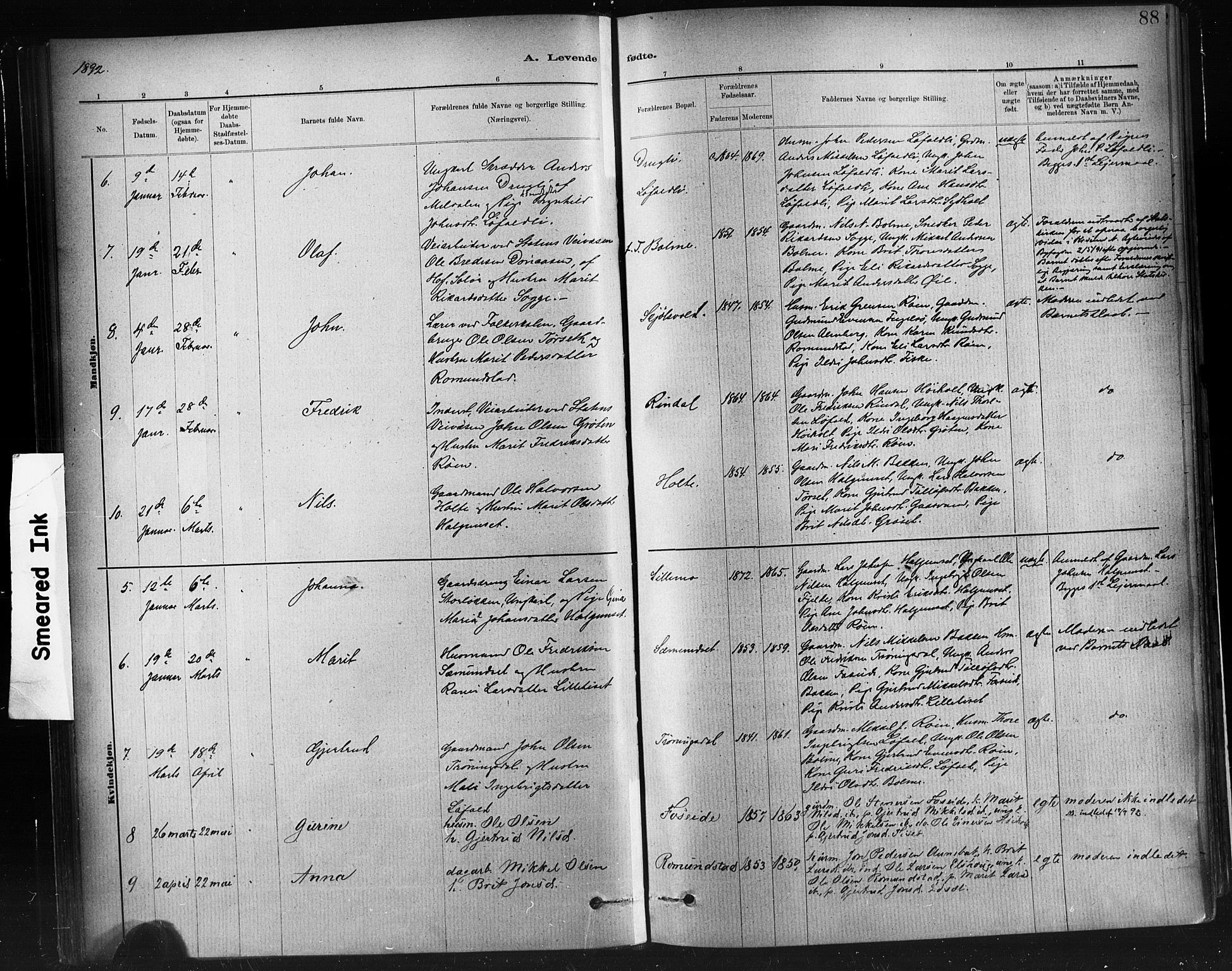 Ministerialprotokoller, klokkerbøker og fødselsregistre - Møre og Romsdal, SAT/A-1454/598/L1069: Ministerialbok nr. 598A03, 1882-1895, s. 88