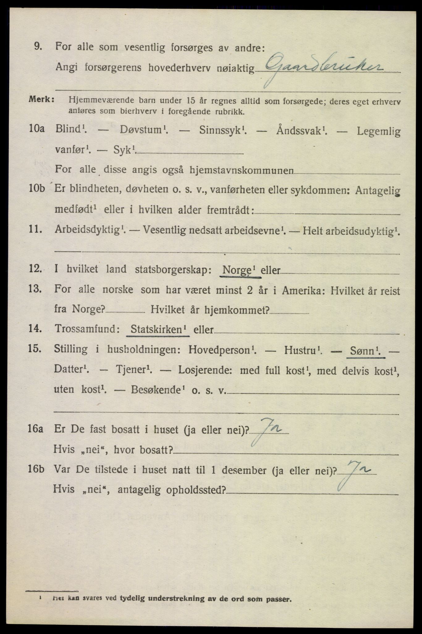 SAK, Folketelling 1920 for 1012 Oddernes herred, 1920, s. 6424