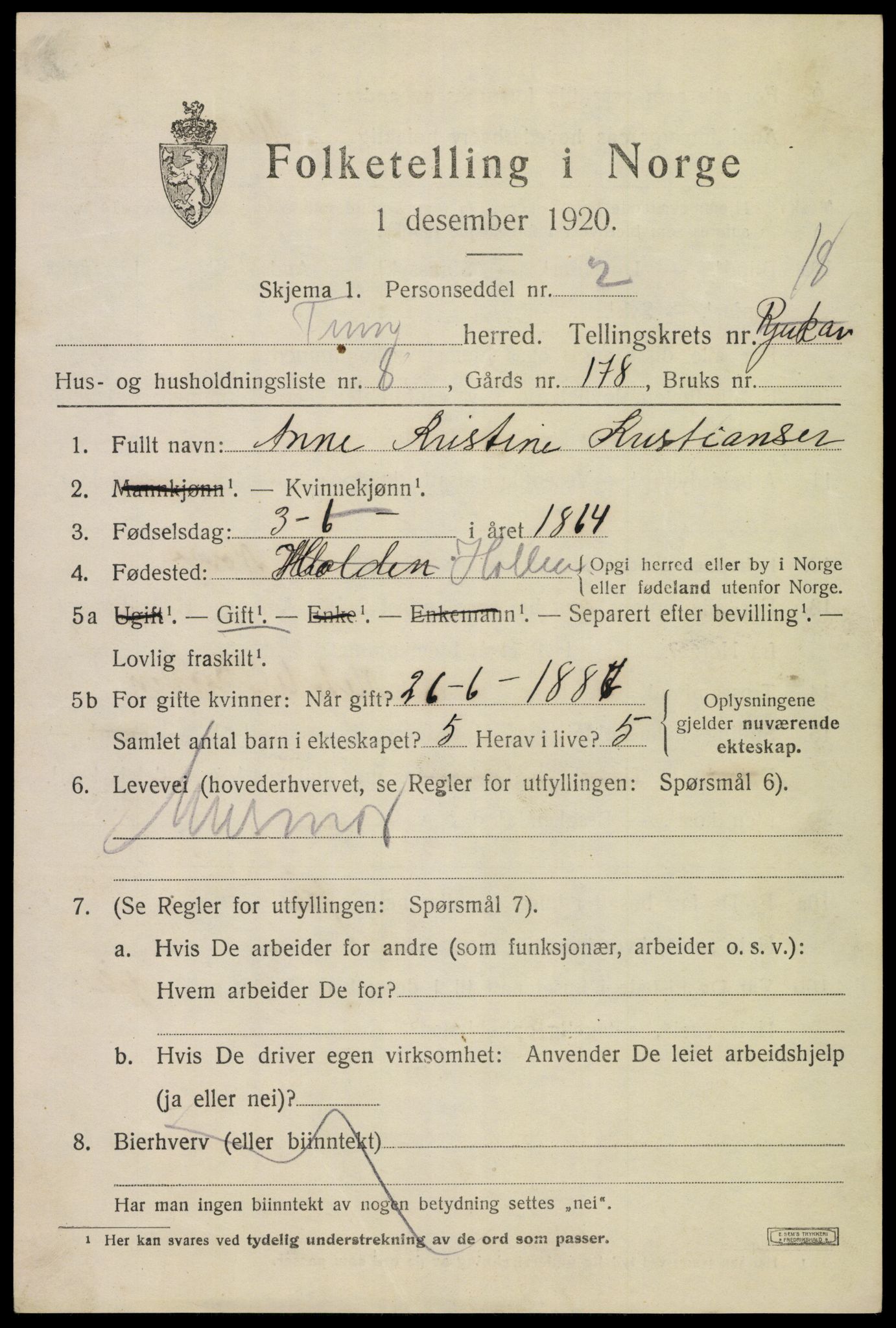 SAKO, Folketelling 1920 for 0826 Tinn herred, 1920, s. 23834