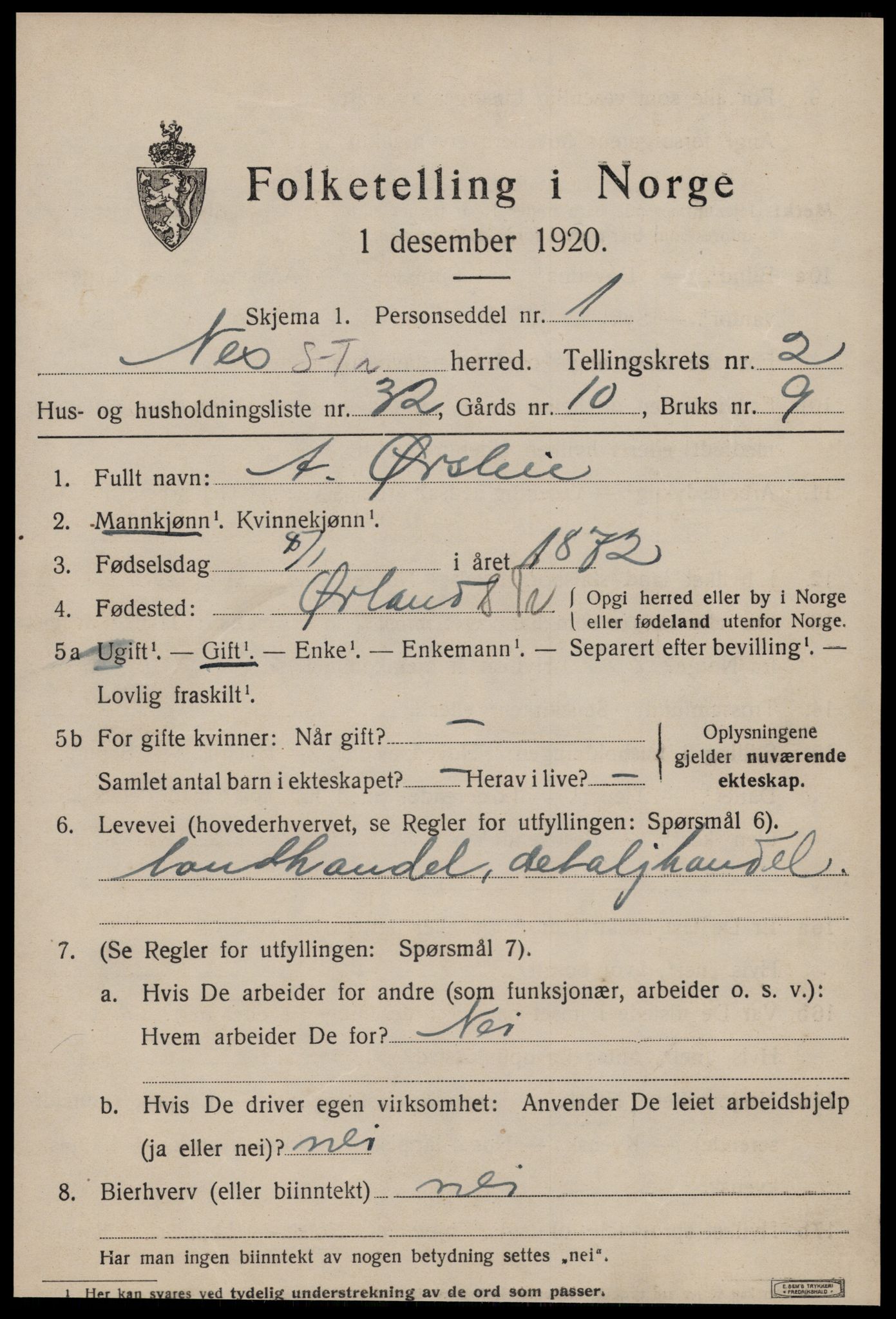 SAT, Folketelling 1920 for 1628 Nes herred, 1920, s. 971