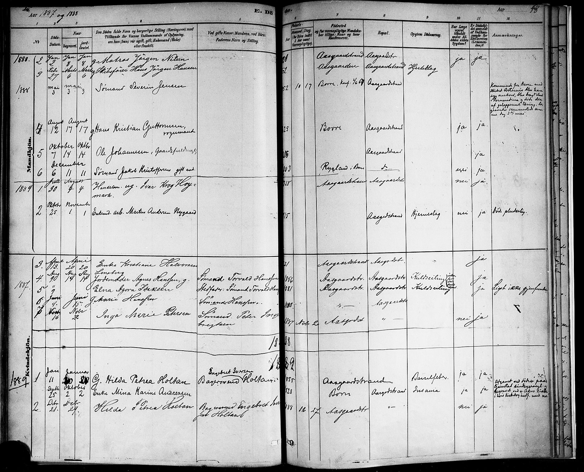 Borre kirkebøker, AV/SAKO-A-338/F/Fb/L0001: Ministerialbok nr. II 1, 1878-1892, s. 58