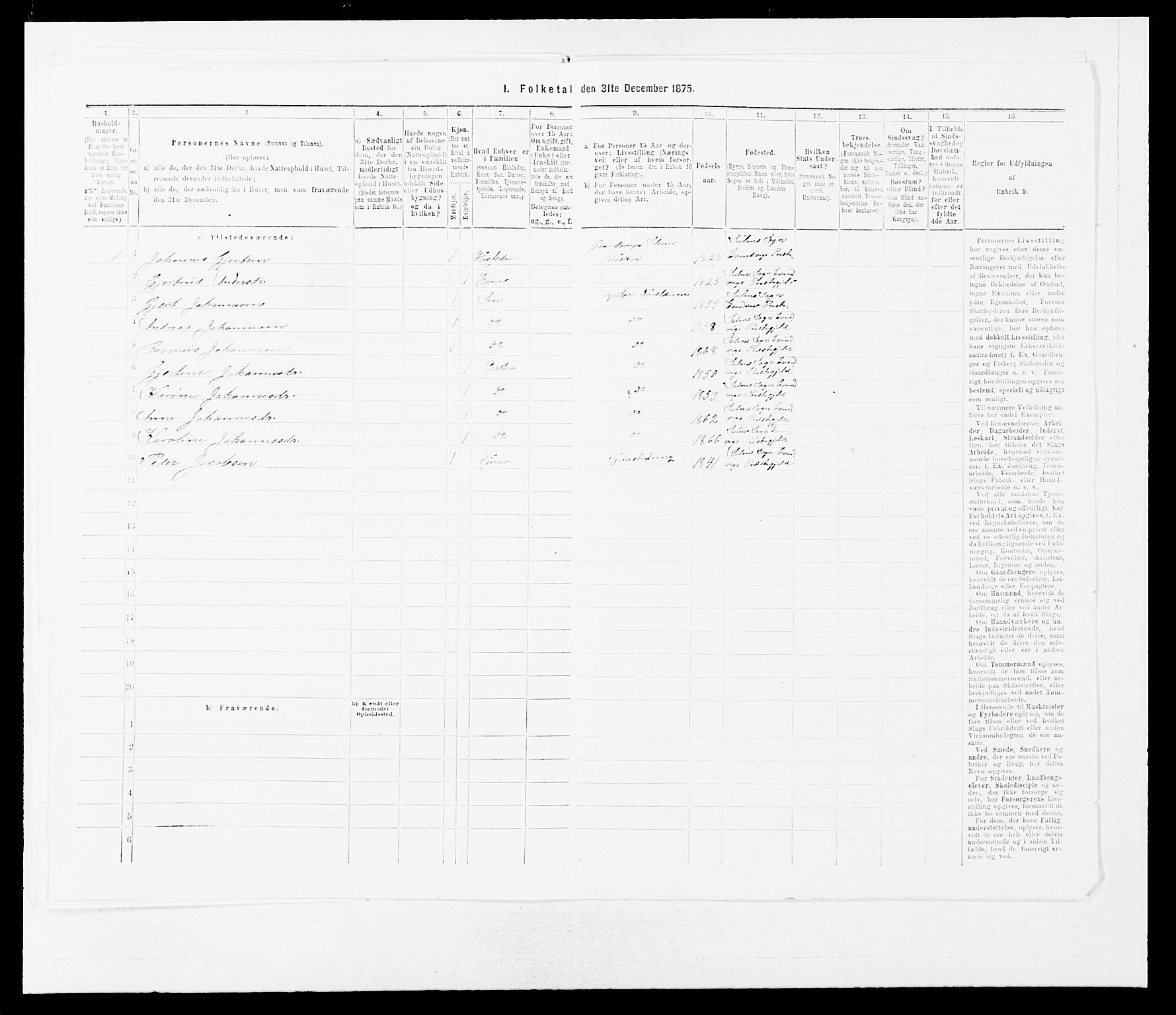 SAB, Folketelling 1875 for 1411P Eivindvik prestegjeld, 1875, s. 1245